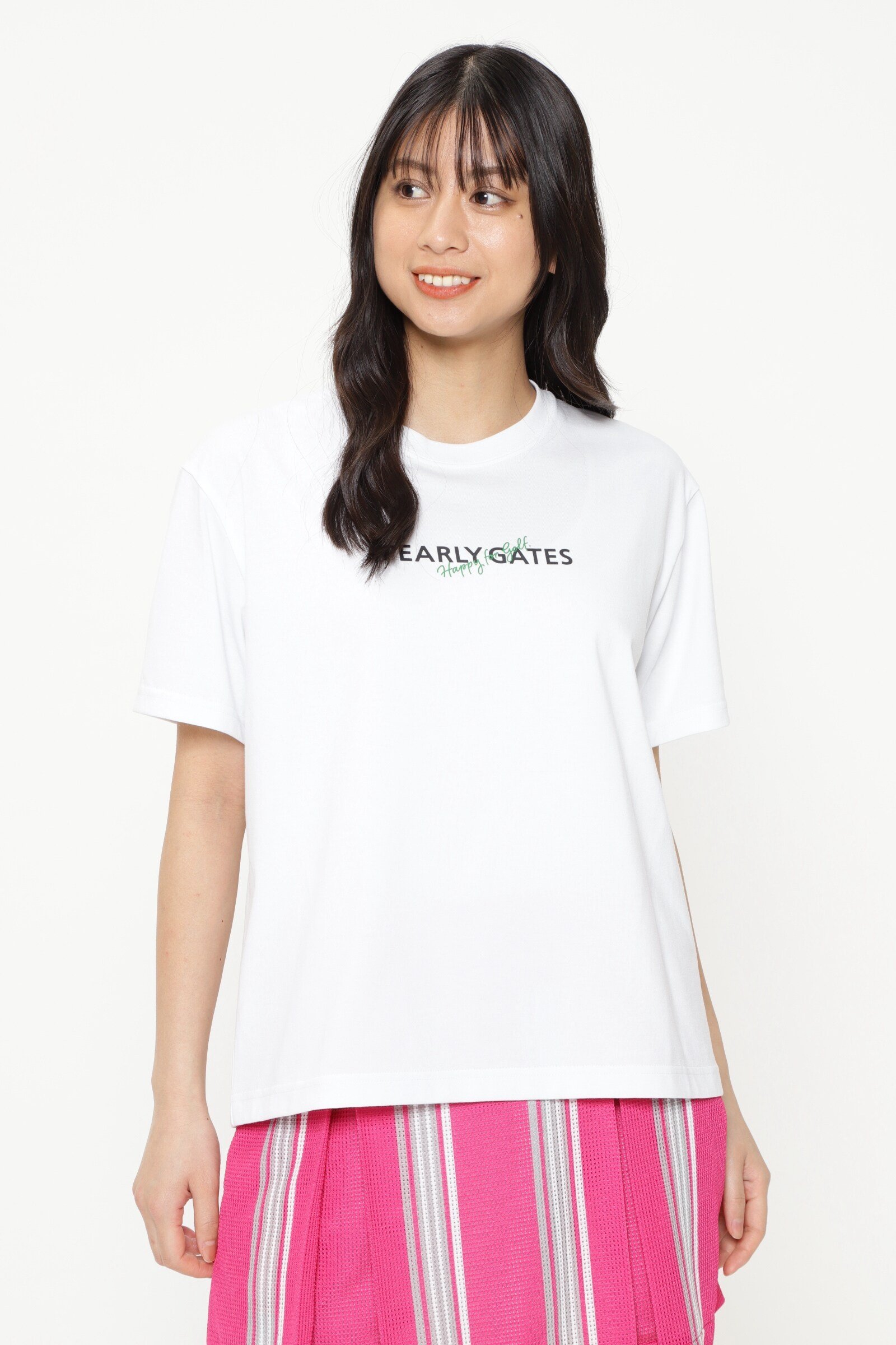PEARLY GATES T/Cプレーティング天竺 半袖Tシャツ パーリーゲイツ トップス カットソー・Tシャツ ホワイト オレンジ