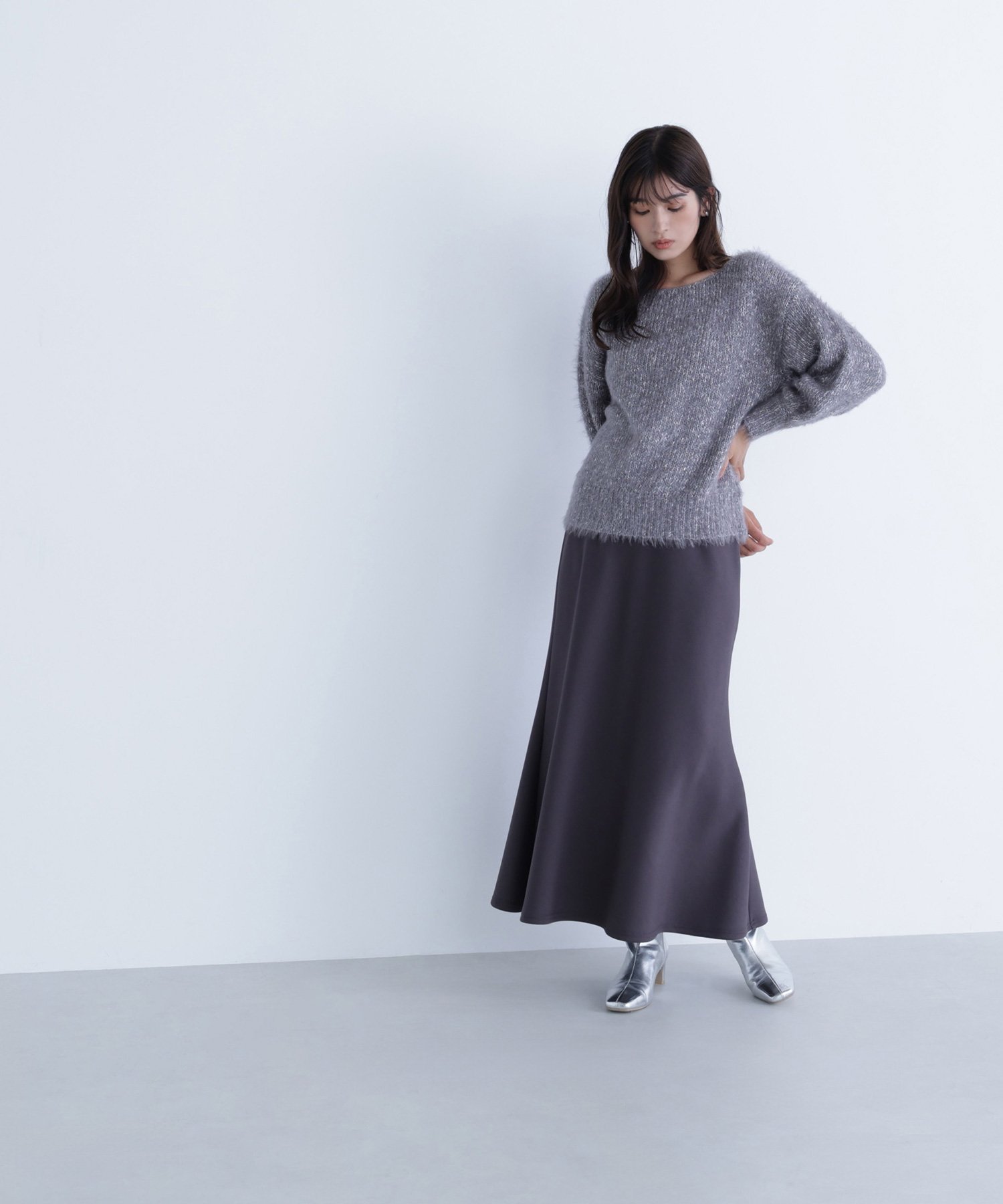 NATURAL BEAUTY BASIC ダンボール SETUP ナロースカート ナチュラルビューティベーシック スカート その他のスカート グレー【送料無料】のサムネイル