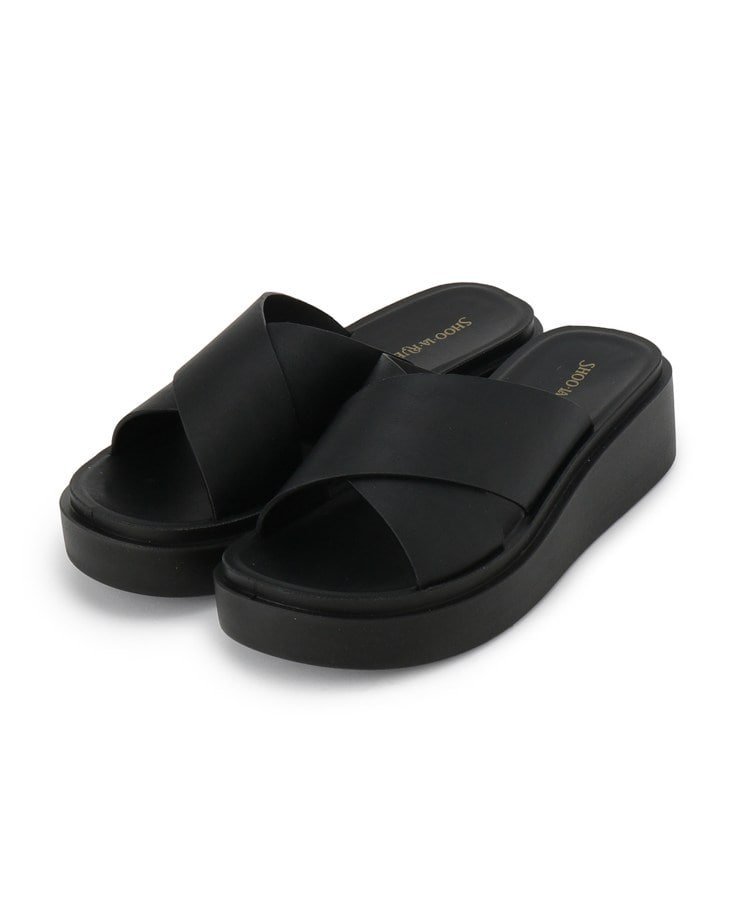 【SALE／15%OFF】SHOO・LA・RUE 厚底クロスサンダル シューラルー シューズ・靴 サンダル ベージュ ブラック