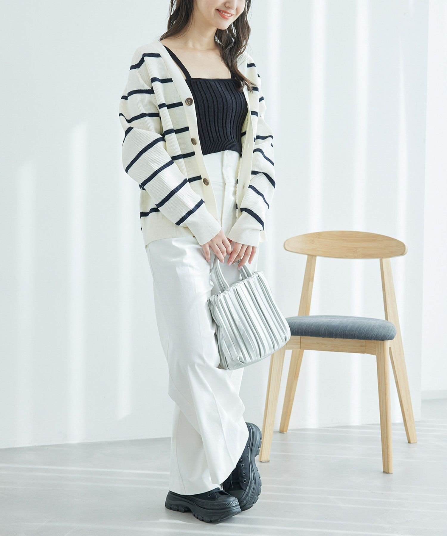 【SALE／55%OFF】ROPE' PICNIC ラメ畔ニットビスチェ ロペピクニック トップス ベスト・ジレ ホワイト ブラック stylife-14350760 Rakuten Fashion サンプル画像3