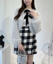 【SALE/30%OFF】clear フェザーベロアリボンニットカーディガン クリア トップス カーディガン グレー ピンク