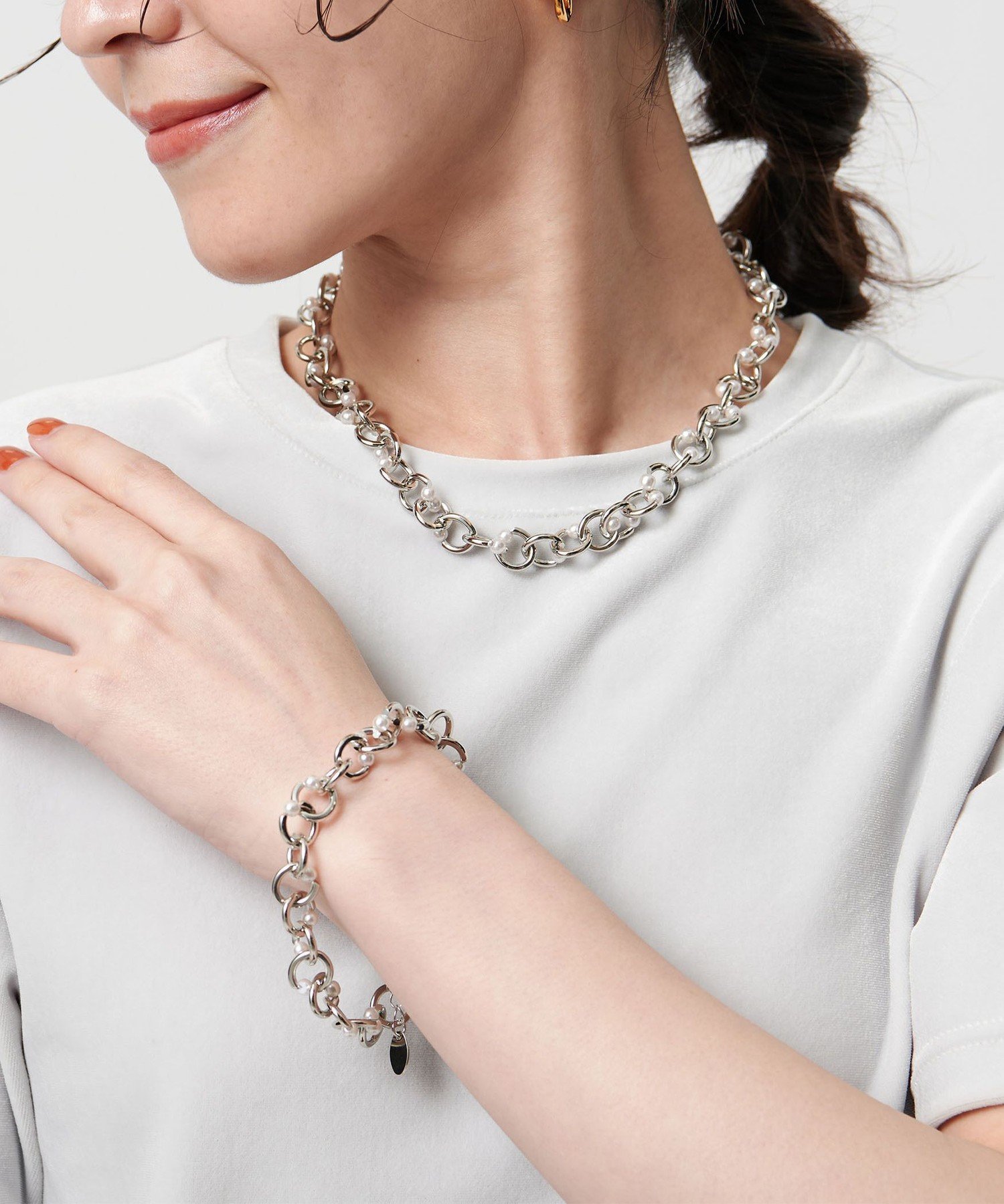 【SALE／50%OFF】BEAUTY&YOUTH UNITED ARROWS メタル チェーン*パールモチーフ ブレスレット ビューティー＆ユース　ユナイテッドアローズ アクセサリー・腕時計 ブレスレット・バングル シルバー