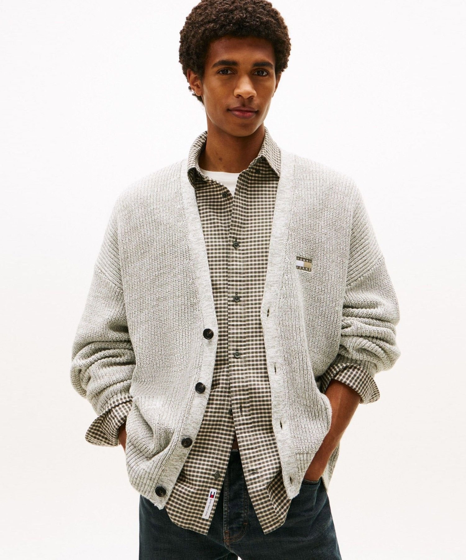 【SALE／30%OFF】TOMMY JEANS リラックスバッジマルチツイストカーディガン トミーヒルフィガー トップス ニット ブラック【送料無料】