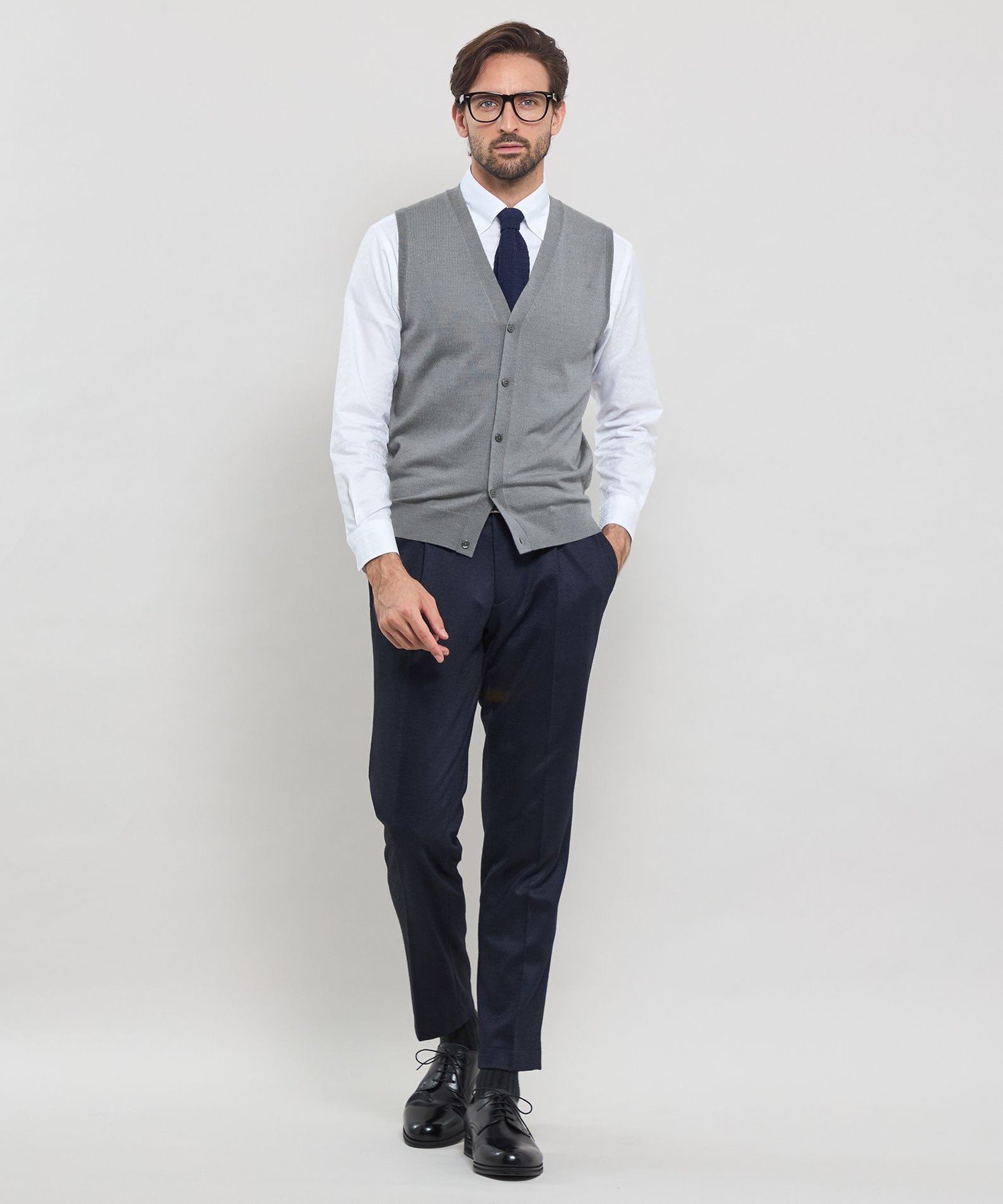MACKINTOSH LONDON 14ゲージウォッシャブルウールベスト マッキントッシュ ロンドン トップス ニット ブラック【送料無料】