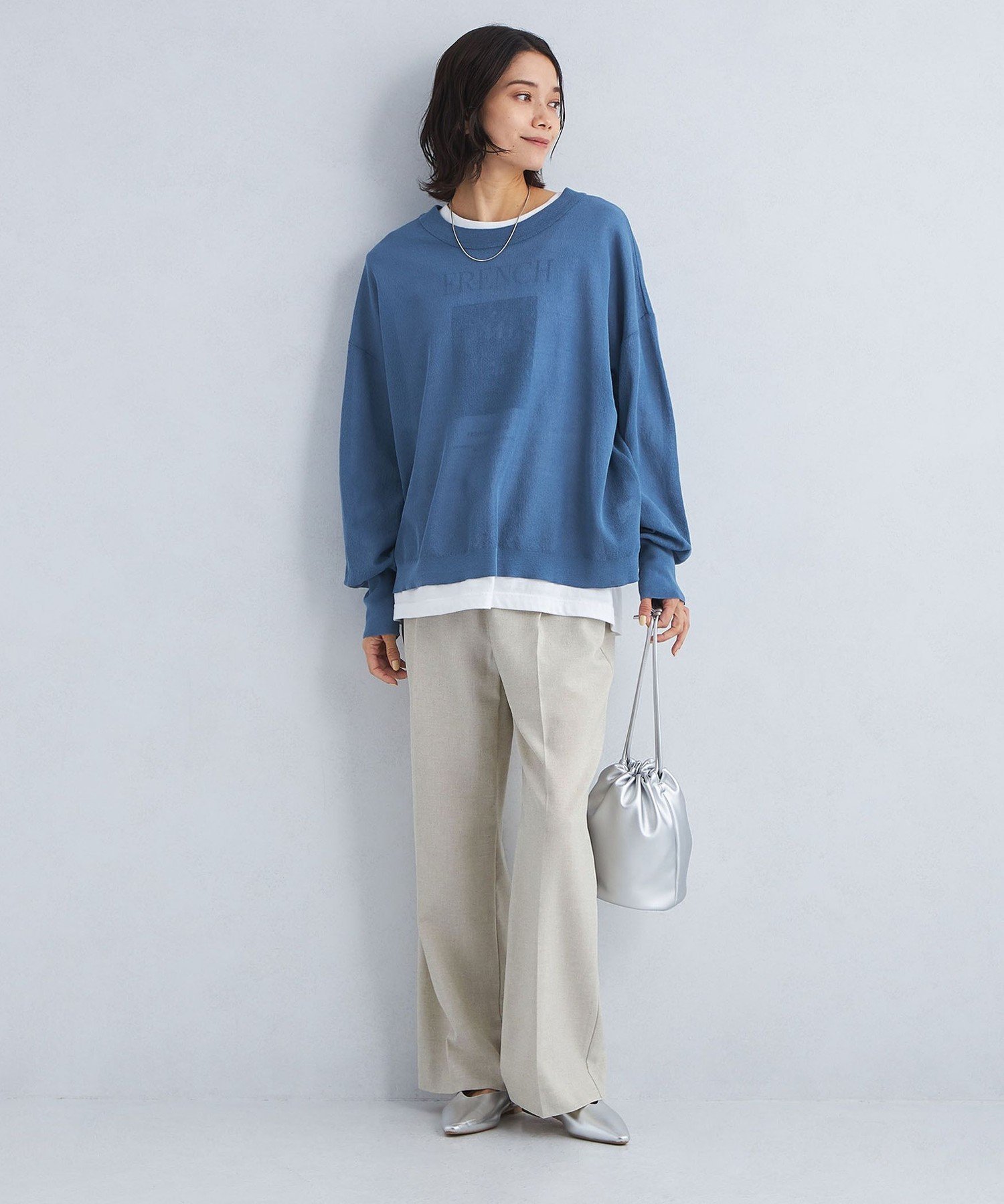 【SALE／50%OFF】UNITED ARROWS green label relaxing スラブオックス フレアパンツ2[size SHORT/TALLあり] ユナイテッドアローズ アウトレット パンツ その他のパンツ ネイビー ホワイト【送料無料】