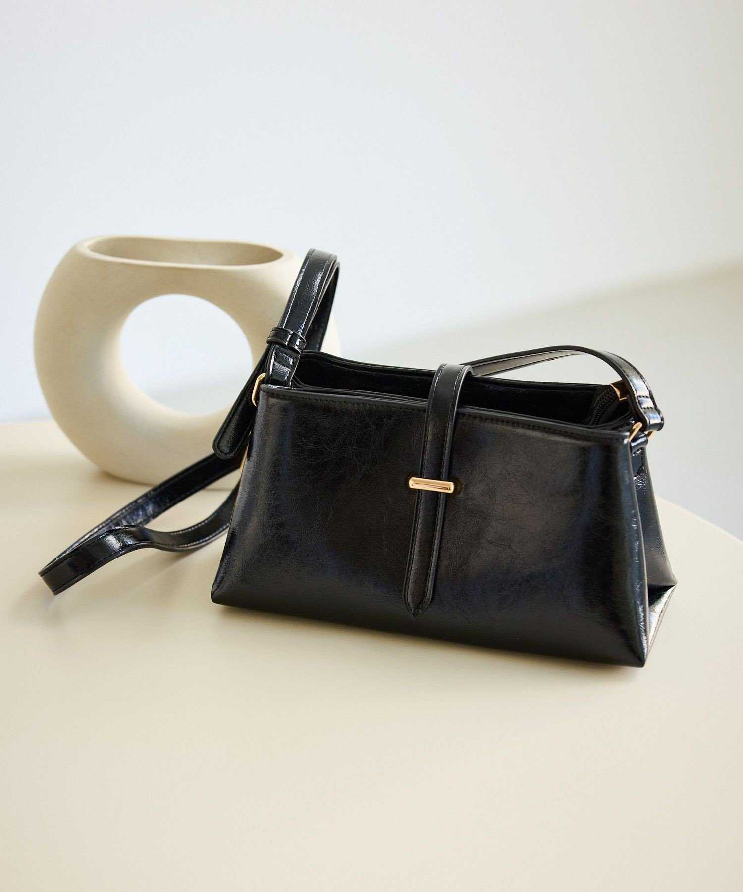 【SALE／50%OFF】ROPE' PICNIC PASSAGE リンクルエナメルミニショルダーバッグ ロペピクニック バッグ ショルダーバッグ ブルー ブラック ベージュ