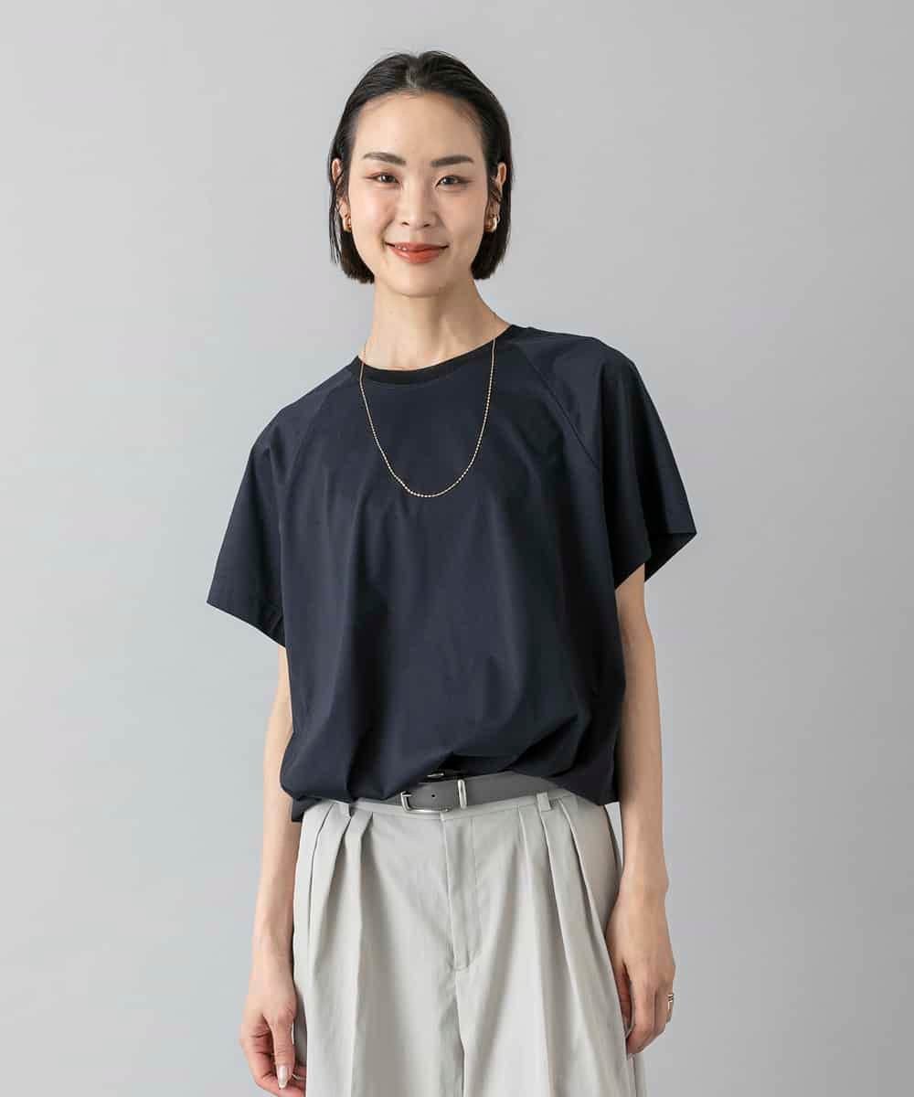 MICHEL KLEIN 裾ドロストバルーンカットソー ミッシェルクラン トップス カットソー・Tシャツ パープル ベージュ ネイビー