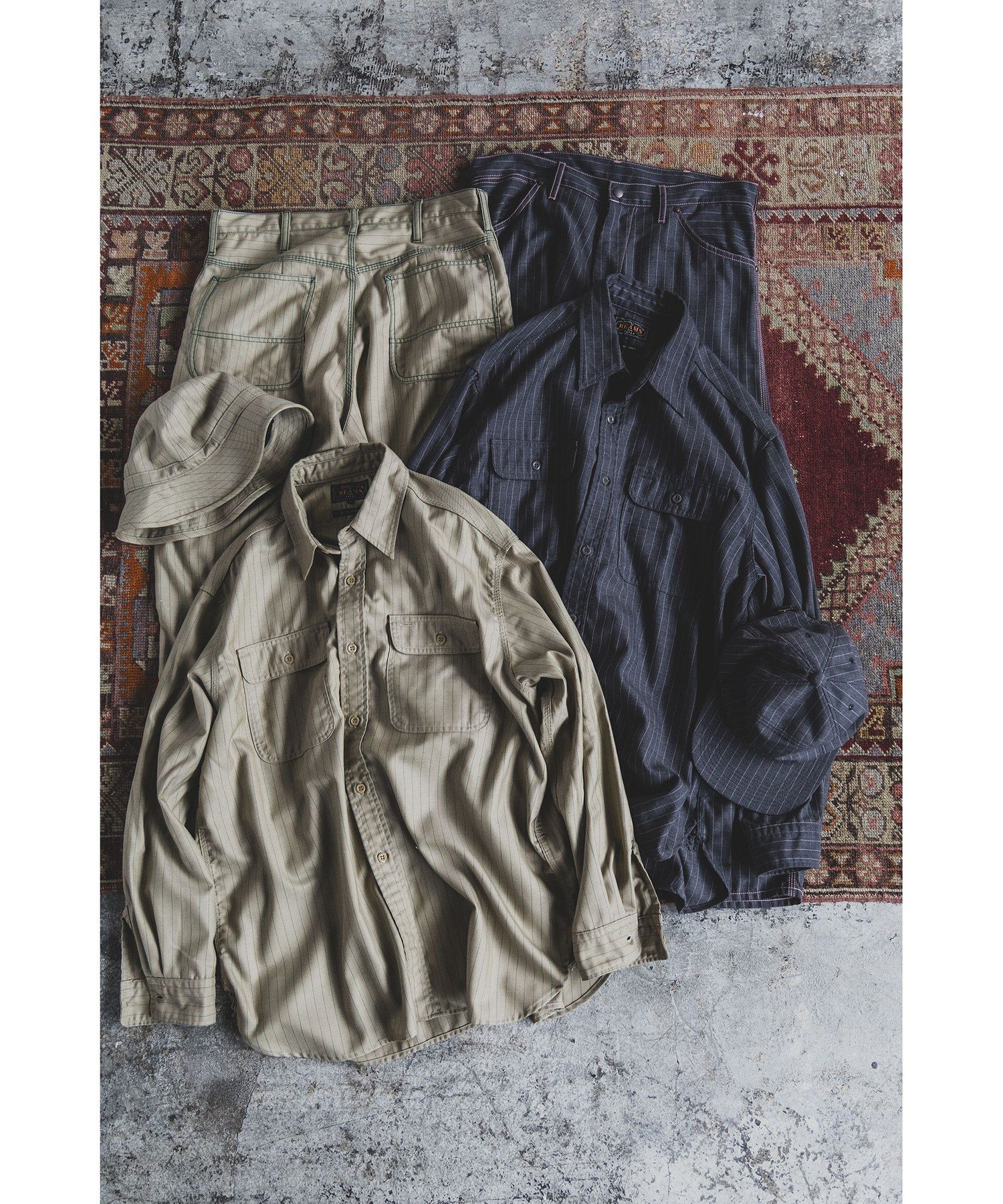 Painter Pants Uniform Serge Pin Stripe ビームス アウトレット パンツ その他のパンツ カーキグリーン グレー