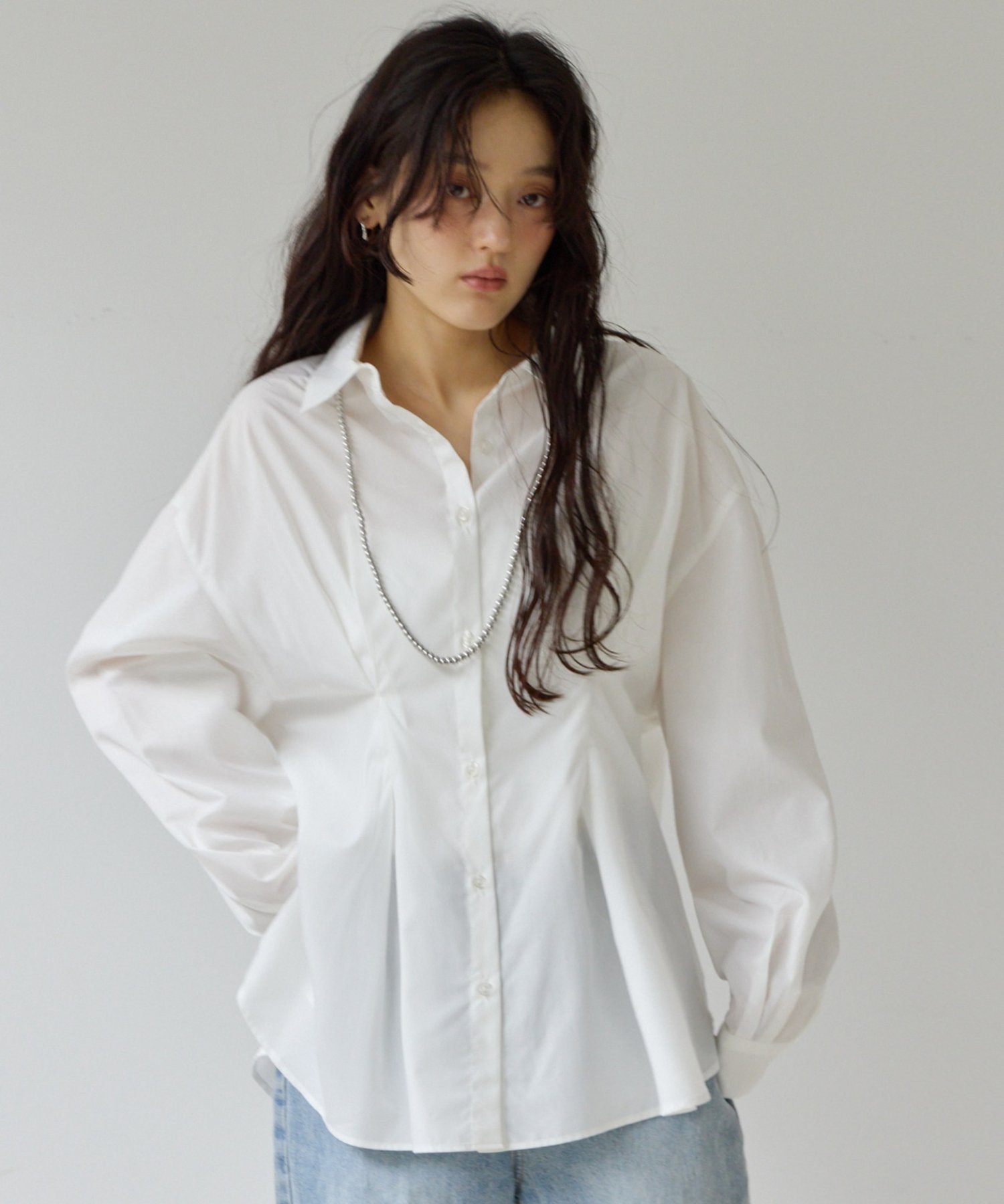 Discoat 【Noka】タックデザインシャツ《WEB限定》 ディスコート トップス シャツ・ブラウス ブラウン ブルー ホワイト【送料無料】