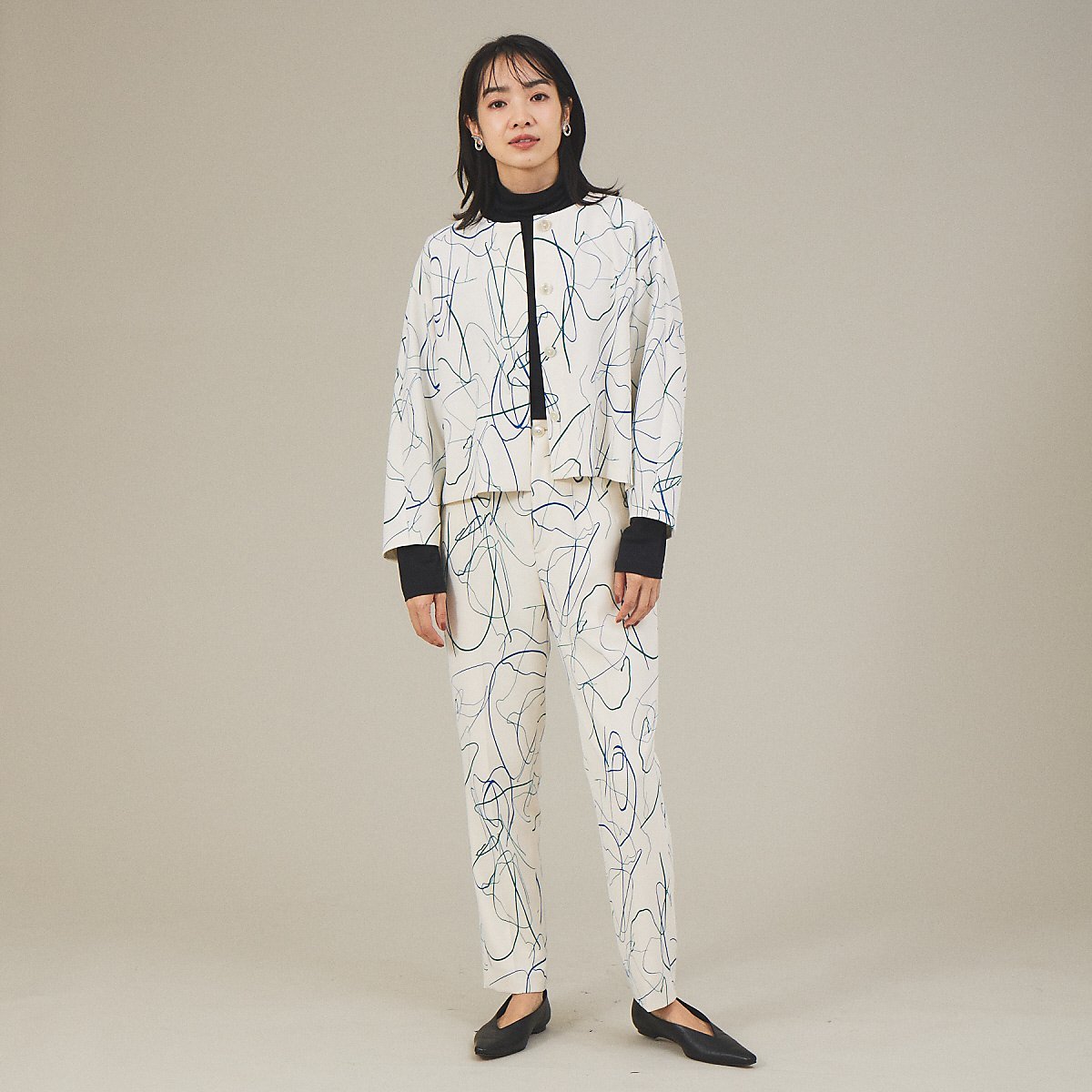 qualite 《セットアップ対応》ドローイングハイウエストテーパードパンツ カリテ パンツ その他のパンツ ホワイト