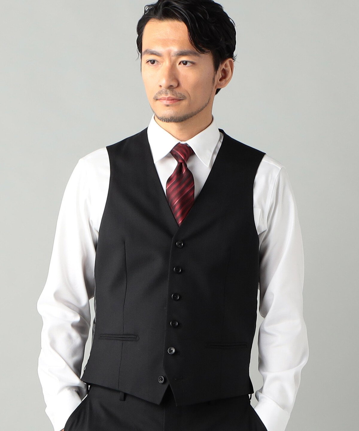 COMME CA MEN 【COMME CA MEN】ウールトロピカル プレーンカラー ベスト コムサメン スーツ・フォーマル スーツベスト ネイビー ブラック【送料無料】