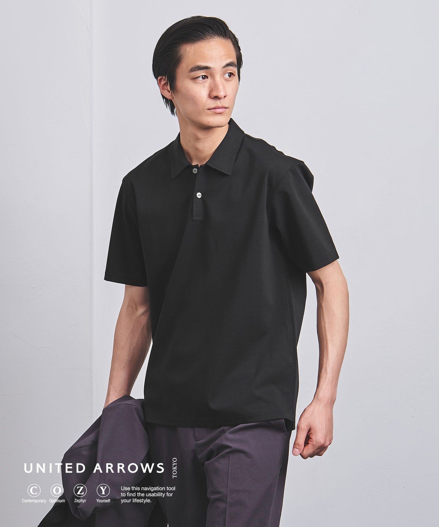 ユナイテッドアローズ 服（父向き） UNITED ARROWS ポンチ ポロシャツ COZY -抗菌防臭・接触冷感- ユナイテッドアローズ トップス カットソー・Tシャツ ブラック ホワイト ネイビー【送料無料】