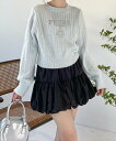【SALE/32%OFF】clear フロント刺繍シャギーケーブルニットトップス クリア トップス ニット ピンク グレー ホワイト ブルー