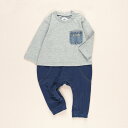 branshes 【キッズとおそろい】デニムポケット付き長袖カバーオール ブランシェス マタニティウェア・ベビー用品 ロンパース・カバーオール ブルー グレー ピンク