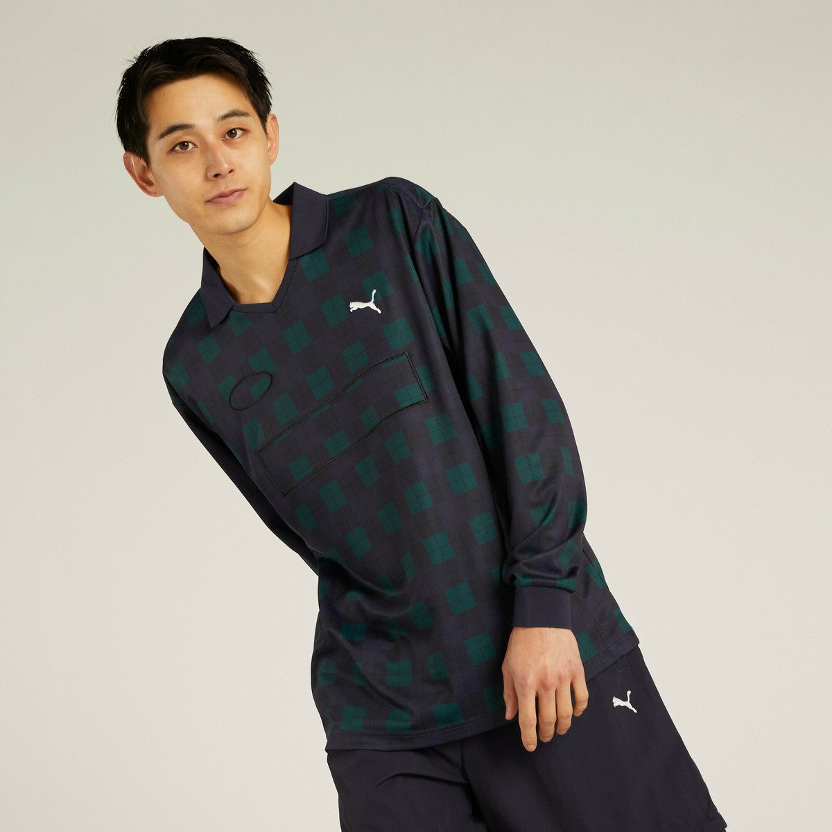 【SALE／30%OFF】PUMA メンズ ワードローブ ESS+ フットボール チェック 半袖 シャツ プーマ トップス カットソー・Tシャツ ネイビー【送料無料】のサムネイル