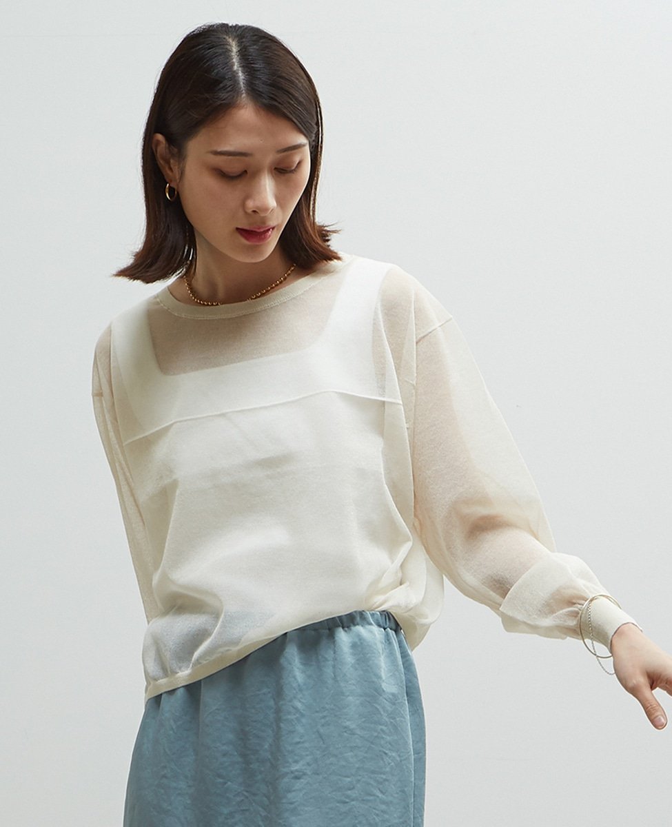 Soffitto シアーニットオーバーサイズプルオーバー ソフィット トップス ニット ブラック ホワイト グリーン