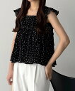 【SALE/26%OFF】JUNOAH callautia 花柄ノースリーブフリルトップス ジュノア トップス シャツ・ブラウス レッド ホワイト ブラック【送料無料】