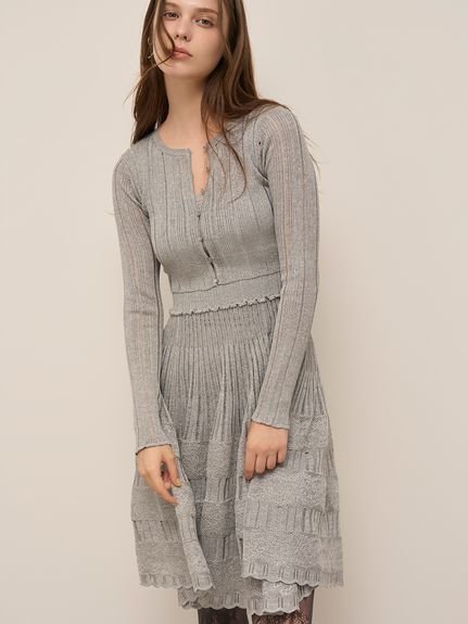 SNIDEL レースクロシェカーデセットワンピース スナイデル ワンピース・ドレス ワンピース グレー ブラ..