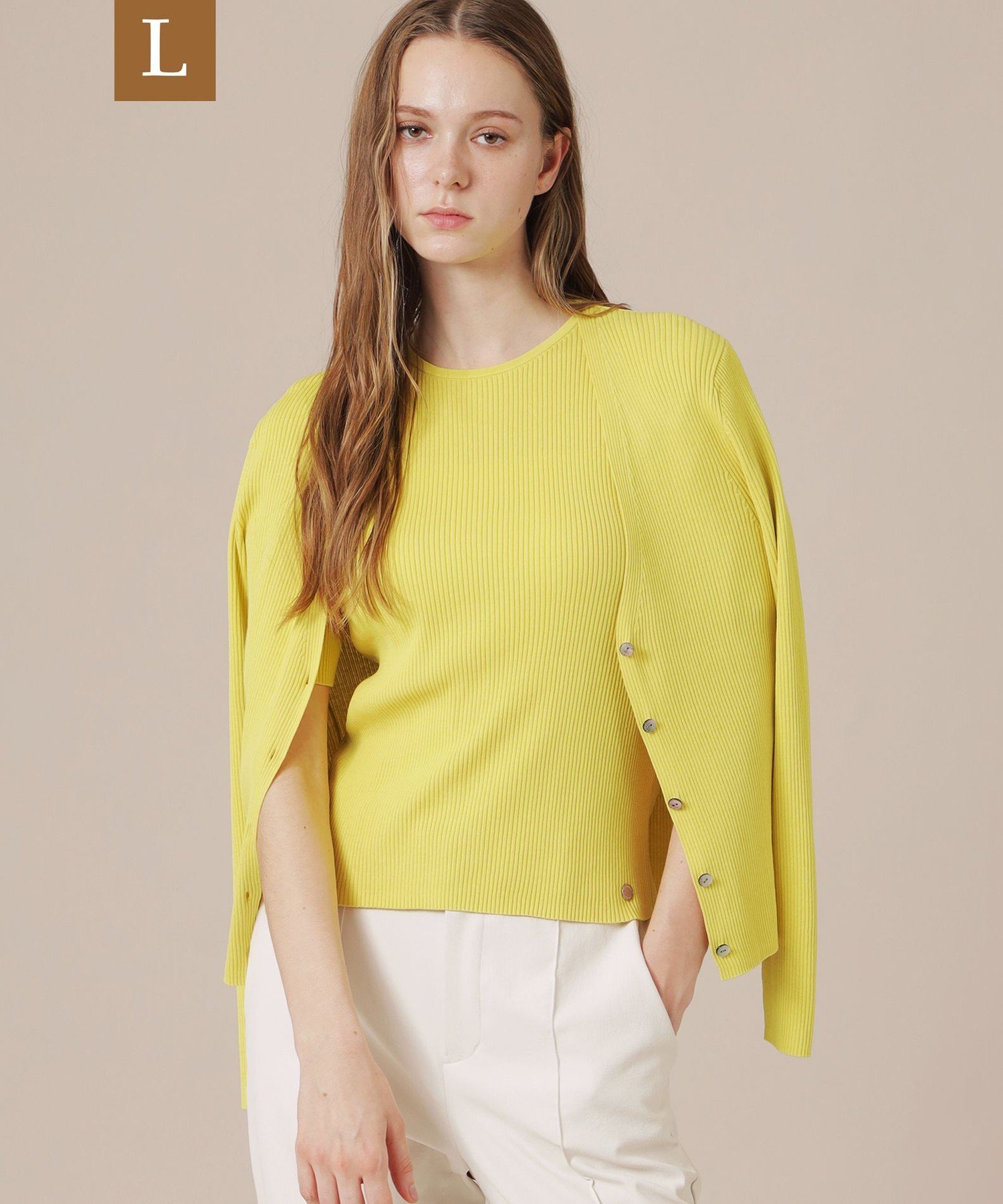 (L Size) 【WEB・一部店舗限定】【L】ハイツイストリブコットンカーディガン マッキントッシュ ロンドン トップス その他のトップス ホワイト ネイビー イエロー