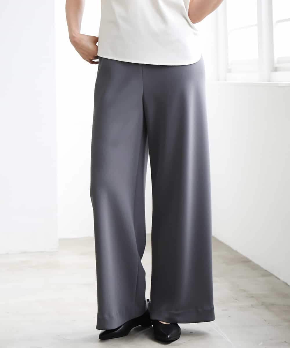 MICHEL KLEIN [リラックスボトム]シームレスワイドパンツ ミッシェルクラン パンツ その他のパンツ ブラック