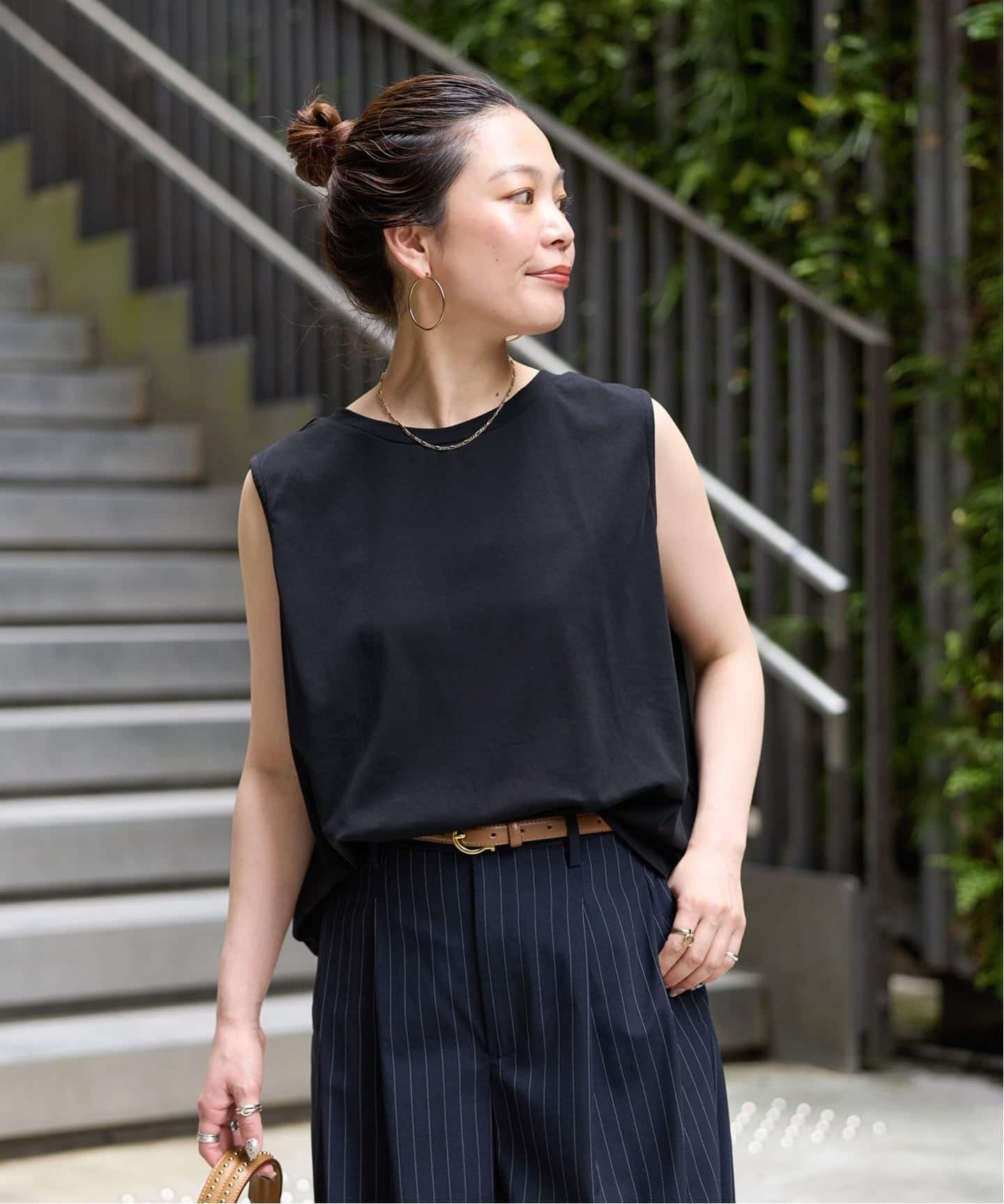 B.C STOCK 《追加5》ウォッシャブル / 接触冷感 / ノースリボックスTEE ベーセーストック トップス カットソー・Tシャツ ホワイト ブラック ブラウン ブルー