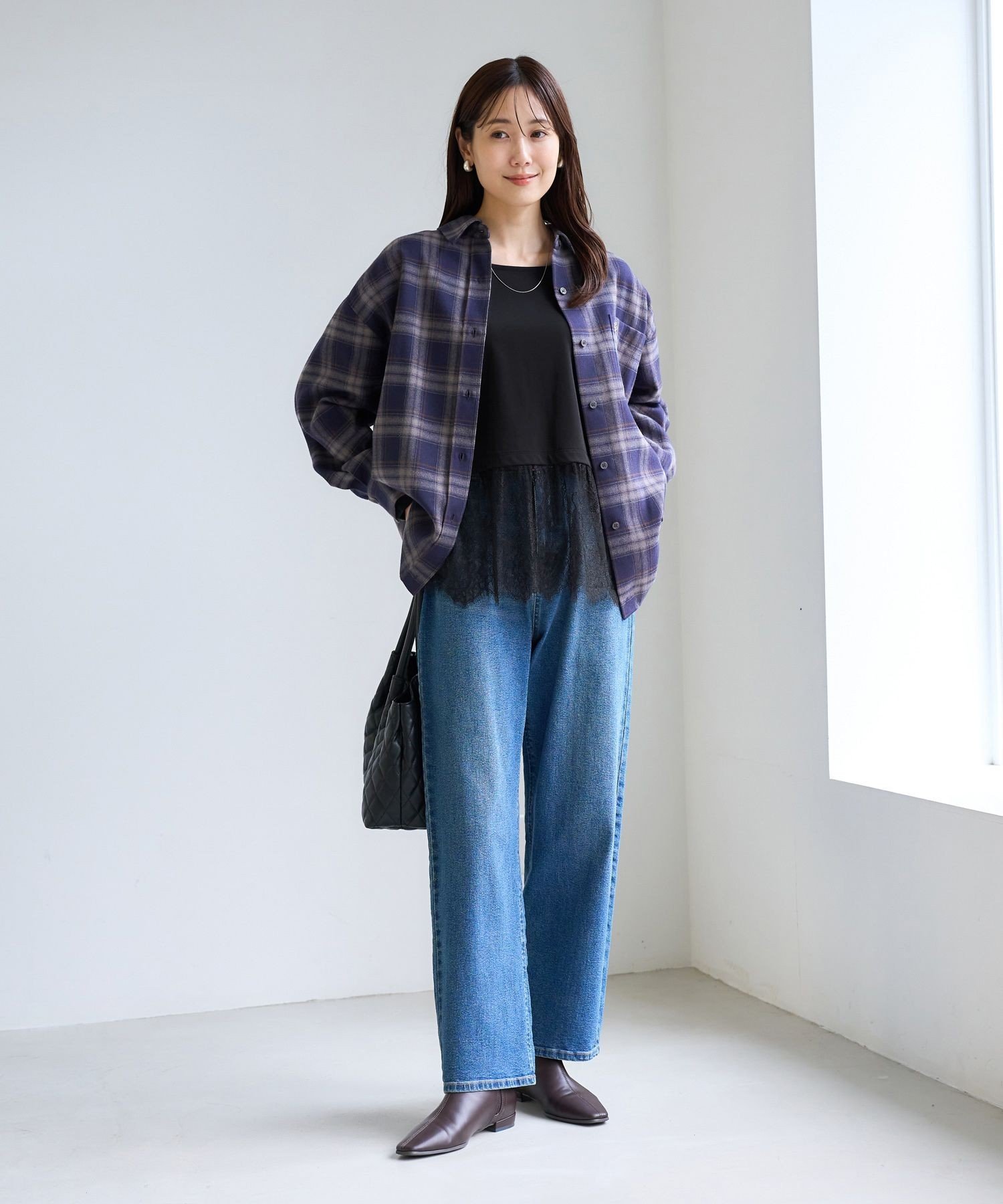 ROPE' PICNIC 裾切替レースロングスリーブTシャツ ロペピクニック トップス カットソー・Tシャツ ブラック ホワイト【送料無料】 stylife-15918846 Rakuten Fashion サンプル画像3