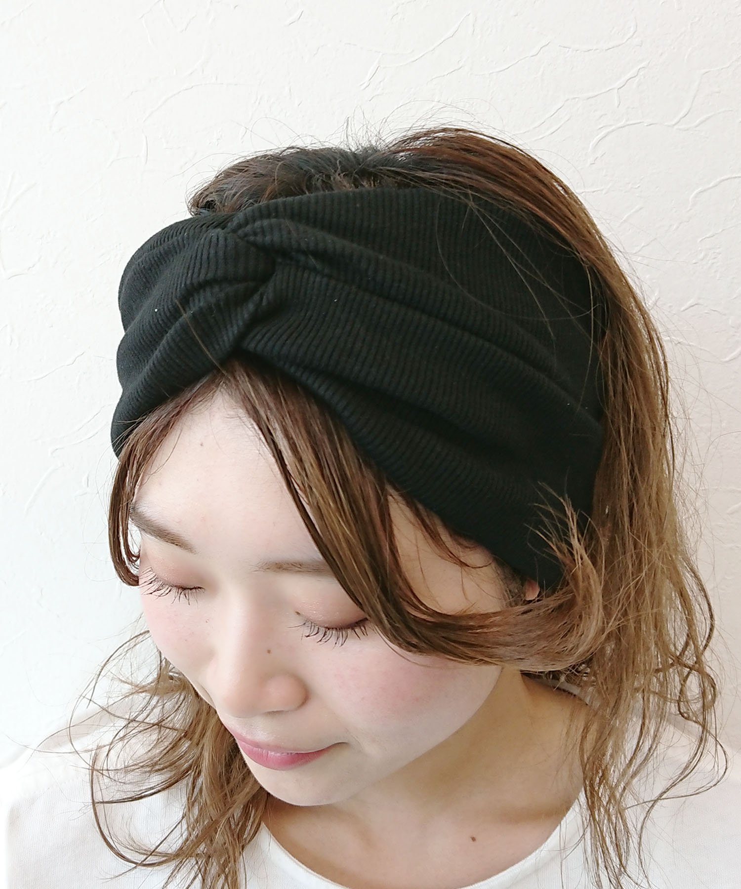 Three Four Time Three Four Time/リブカットソー幅広ターバン スリーフォータイム ヘアアクセサリー カチューシャ・ヘアバンド ベージュ グレー ブラック