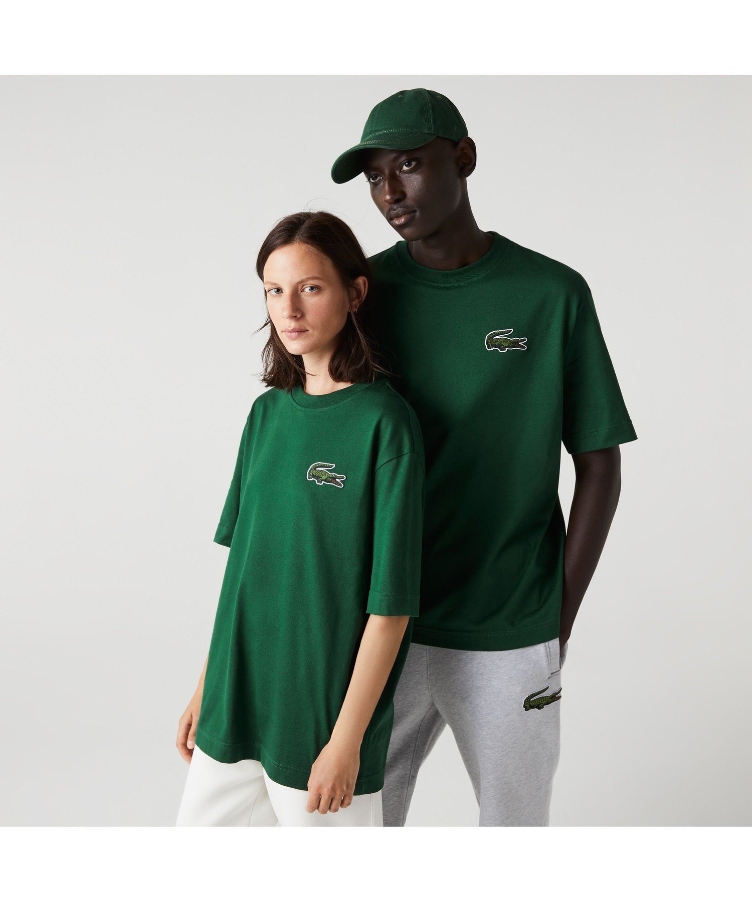 LACOSTE オーガニックコットンルーズフィットリアルクロコTシャツ ラコステ カットソー Tシャツ ホワイト イエロー グリーン【送料無料】