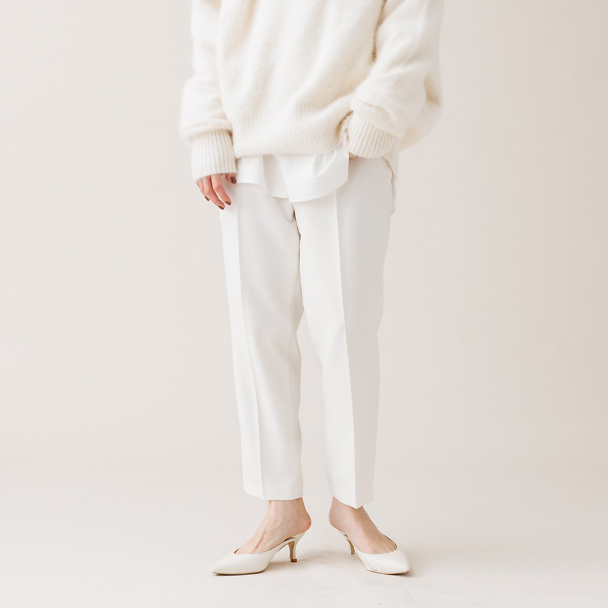 Rouge vif la cle 【XSサイズ展開】 パウダーツイルテーパードパンツ ルージュ・ヴィフ ラクレ パンツ その他のパンツ ホワイト ピンク グレー