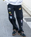 B ONE SOUL ySEQUENZz WAPPEN EMB LOOSE DENIM CARGO PANTS / by hJ fj [Y J[S pc io pc ̑̃pc ubN u[yz