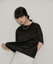 ADAM ET ROPE' FEMME 【サステナブル】バックジップサテンTEE アダムエロペ トップス その他のトップス ブラック ホワイト【送料無料】