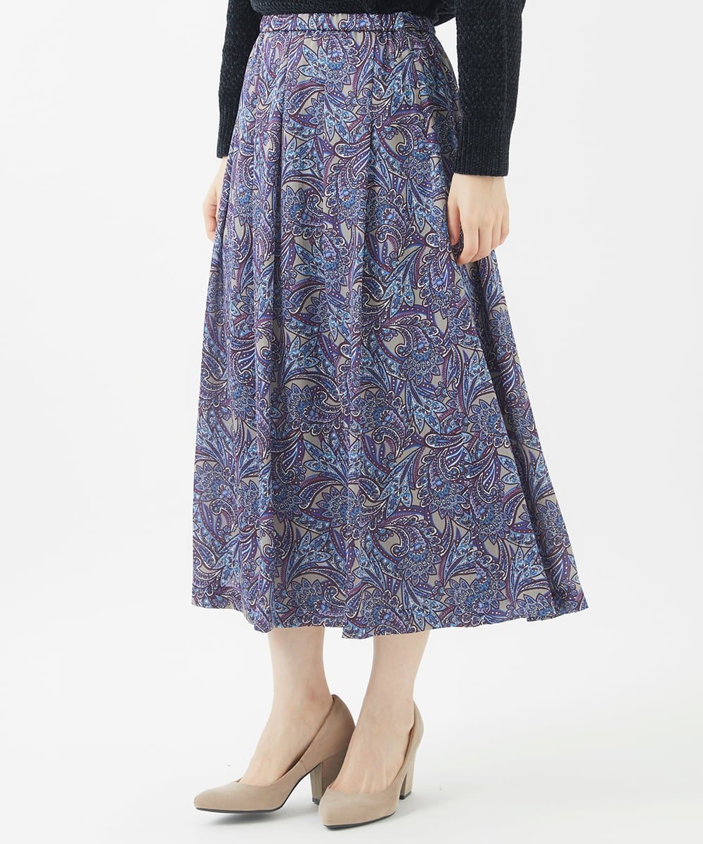 【SALE／50%OFF】CHRISTIAN AUJARD（小さいサイズ） [セットアップ対応]ペイズリープリントスカート メゾンドゥサンク スカート その他のスカート ブルー【送料無料】