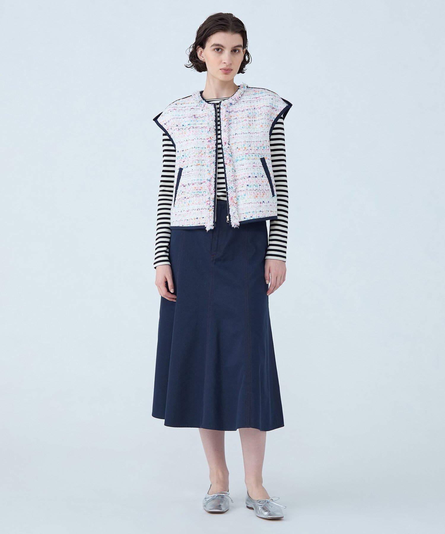 【SALE／40%OFF】TOMORROWLAND collection ソワデニム パネルフレアスカート トゥモローランド スカート ミディアムスカート ネイビー【送料無料】