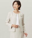 J.PRESS 【セットアップ対応】Light Tweed ノーカラー ジャケット ジェイプレス ジャケット・アウター ノーカラージャケット ベージュ ネイビー...