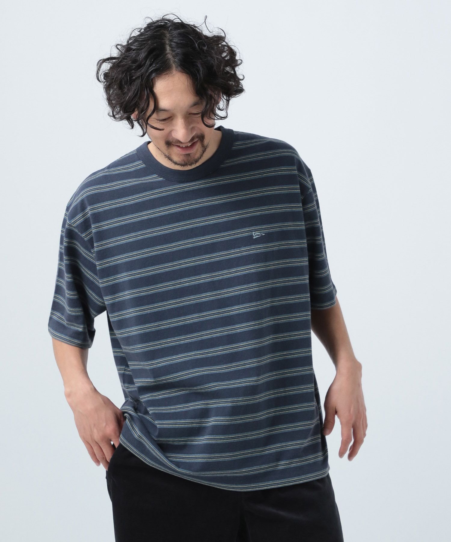 【SALE／53%OFF】BAYFLOW SNOWボーダー半袖Tシャツ ベイフロー トップス カットソー・Tシャツ ホワイト ブルーのサムネイル