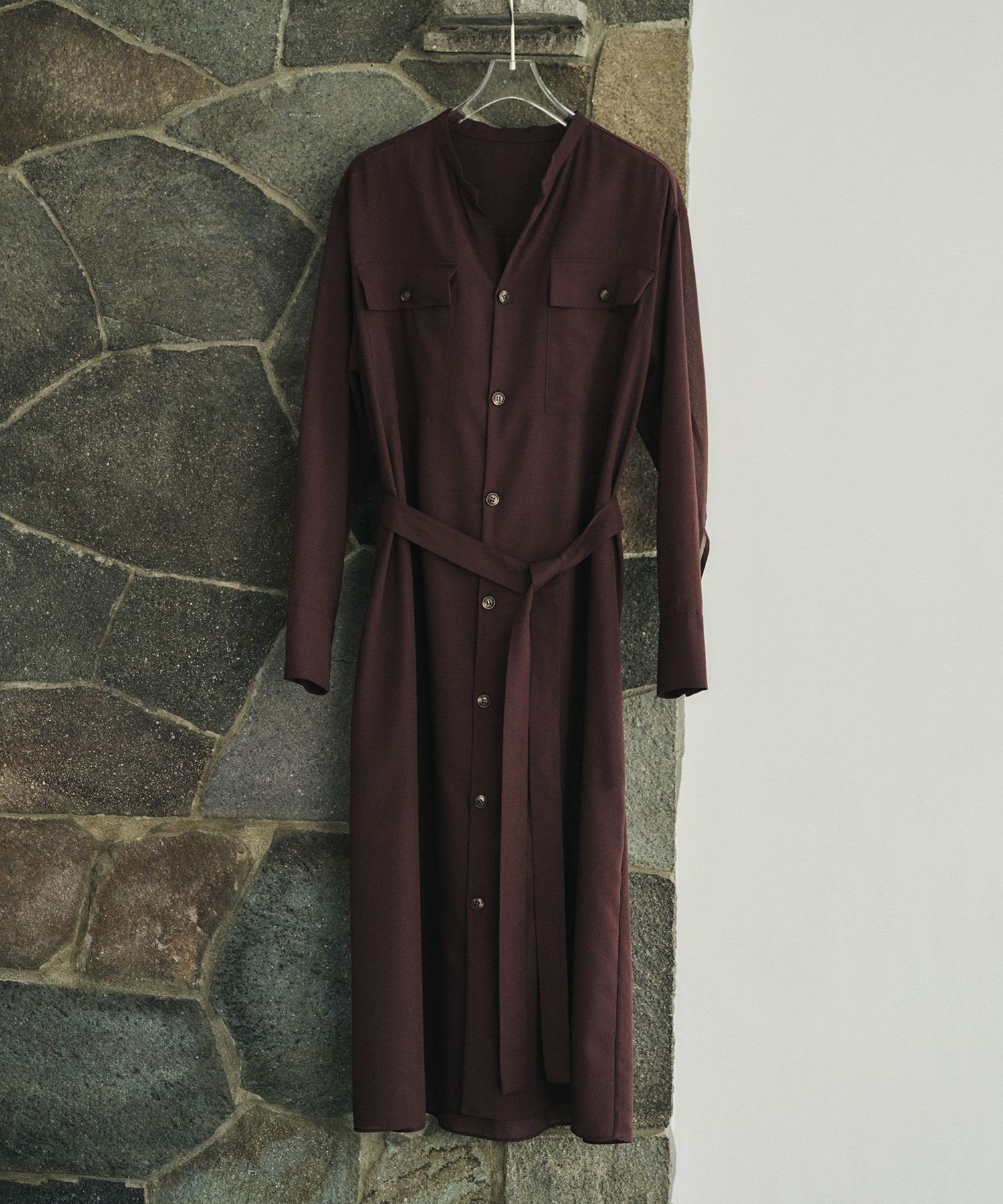 【SALE／60%OFF】ROPE' 【洗える】サファリシャツドレス ロペ ワンピース・ドレス シャツワンピース ホワイト ブラウン【送料無料】