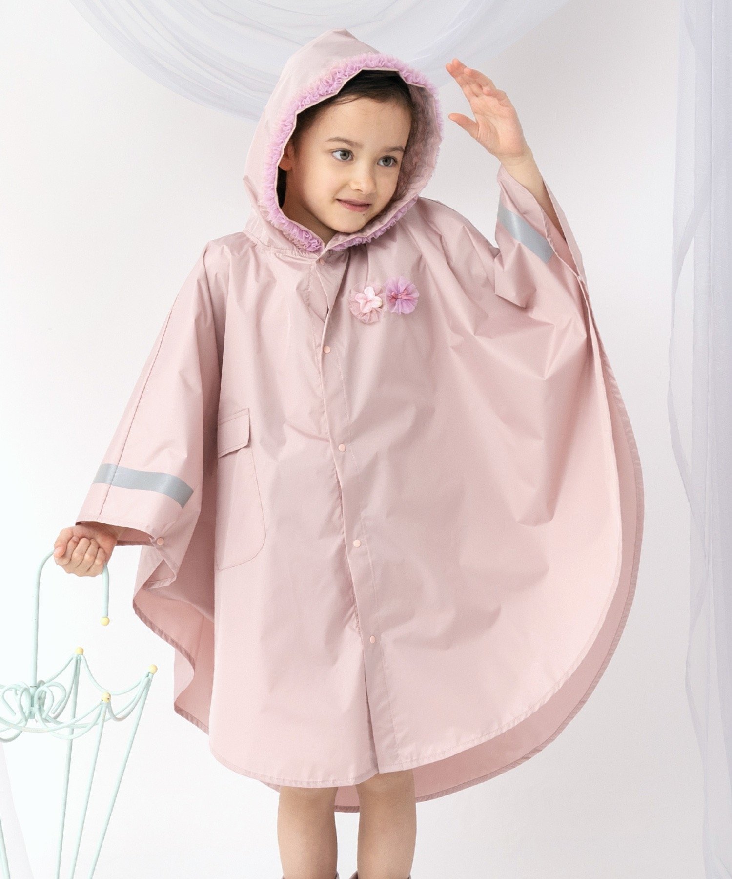 panpantutu チュールコサージュレインポンチョ パンパンチュチュ ジャケット・アウター レインコート ..