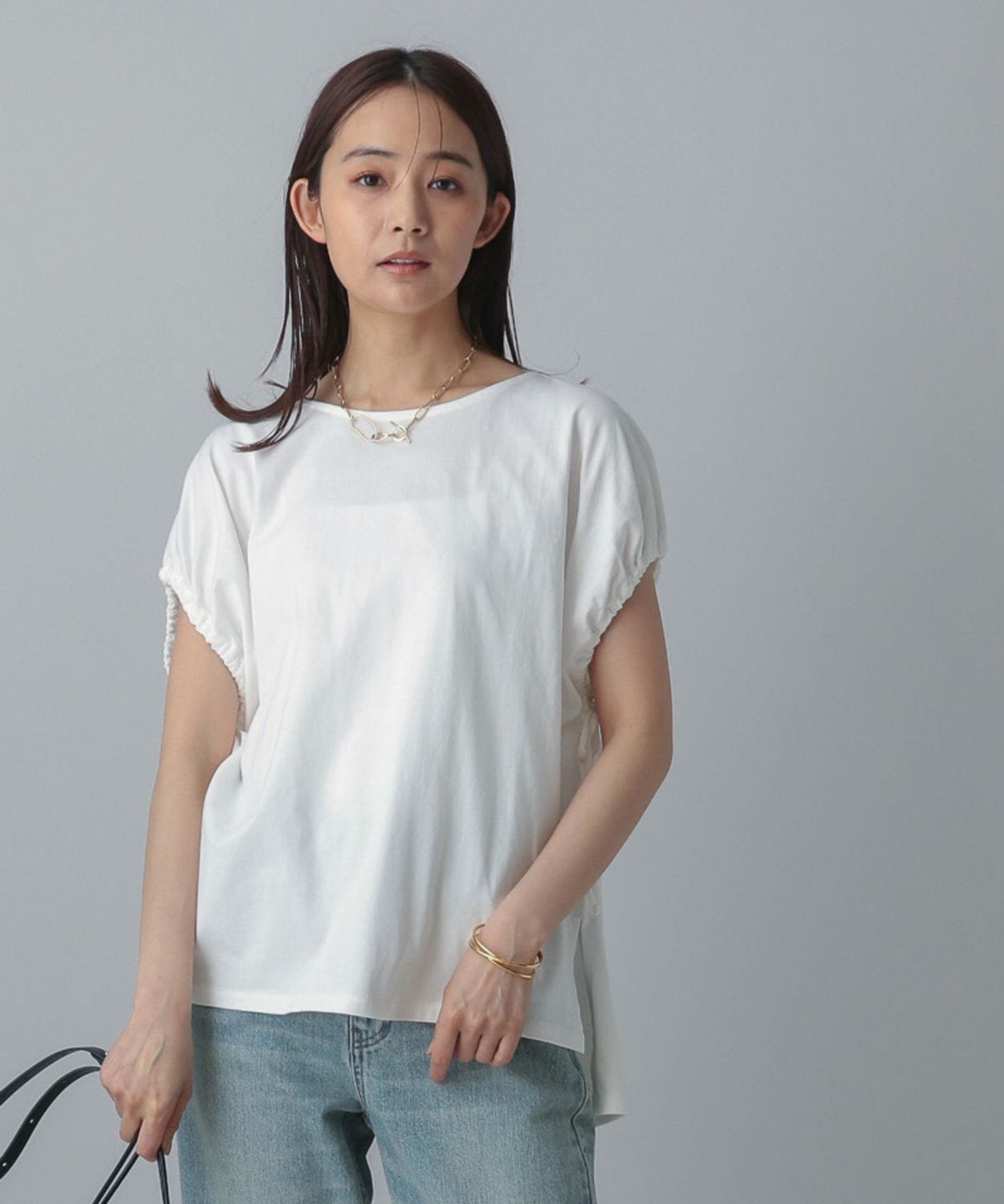 【SALE／40%OFF】GLOBAL WORK MATINEE LINE/冷感ドロストスリーブ半袖/496981 グローバルワーク トップス カットソー・Tシャツ ホワイト ブラック stylife-15108165 Rakuten Fashion サンプル画像2