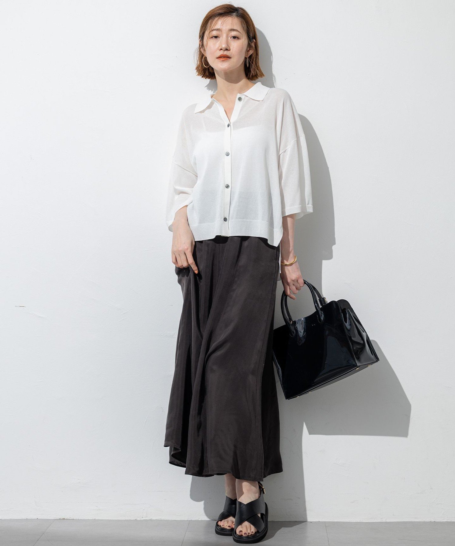 23区 【SLOW/一部店舗限定】シアーサマー ニット ニジュウサンク トップス ニット ホワイト ブラック