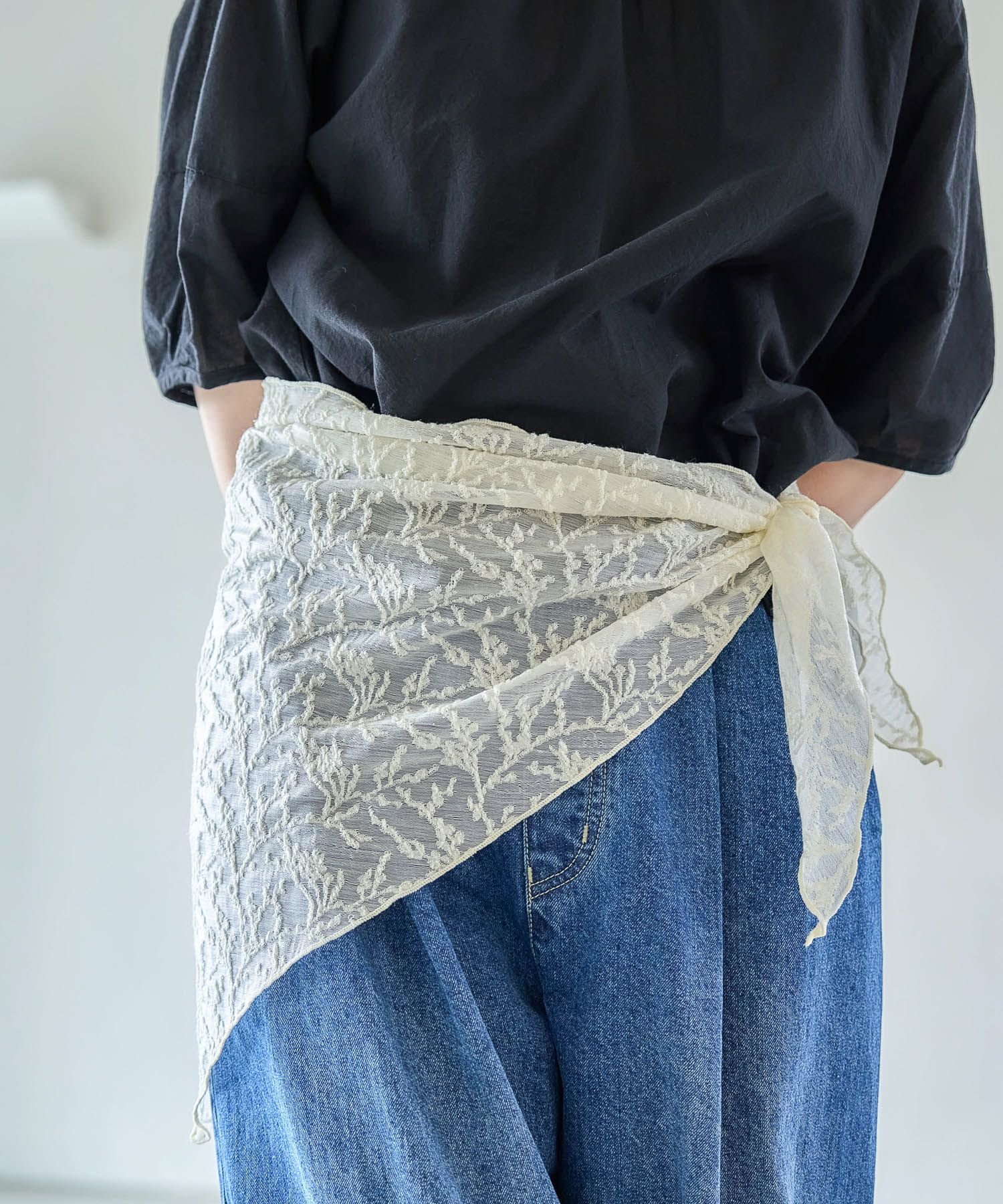 studio CLIP レース三角スカーフ スタディオクリップ ファッション雑貨 マフラー・ストール・ネックウォーマー ブラウン ホワイトのサムネイル