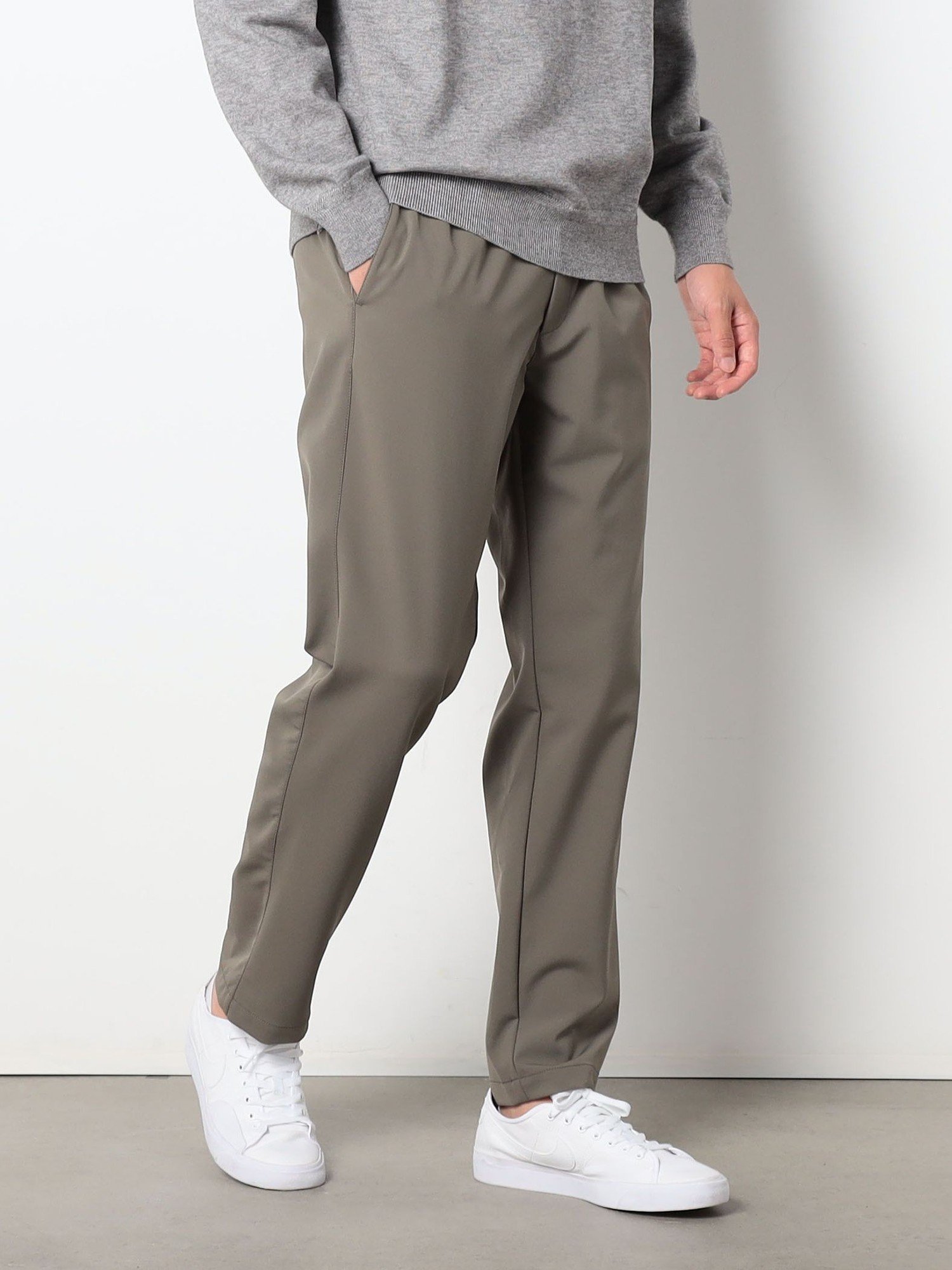 【SALE／50%OFF】Grand PARK NICOLE ナイロンジョーゼットテーパードパンツ ニコル パンツ その他のパンツ カーキグリーン ブラック【送料無料】