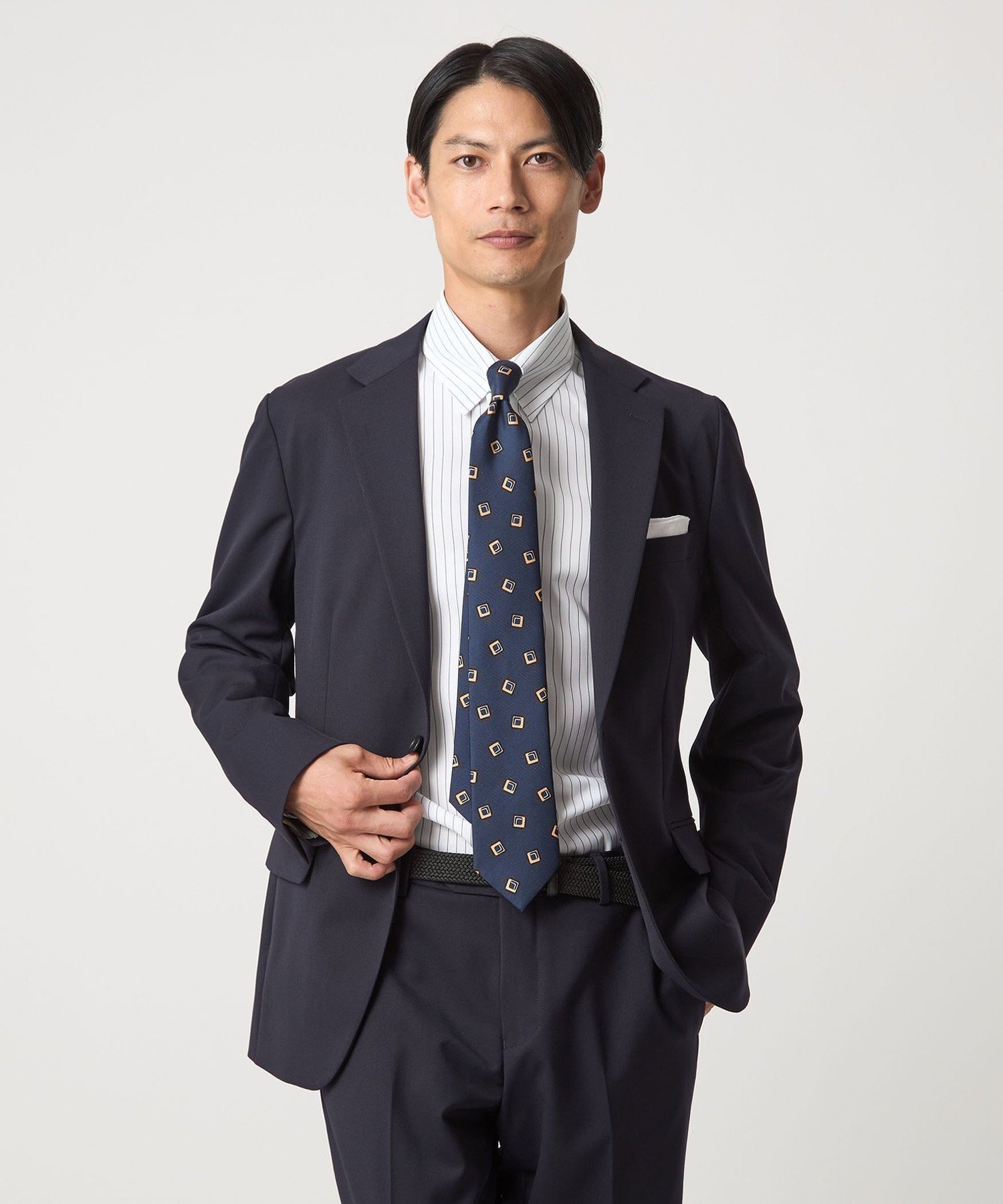 【SALE／50%OFF】UNITED ARROWS green label relaxing コットン ピンストライプ タブカラー ドレスシャツ -イージーアイロン- ユナイテッドアローズ グリーンレーベルリラクシング トップス シャツ・ブラウス ブラウン ネイビー【送料無料】