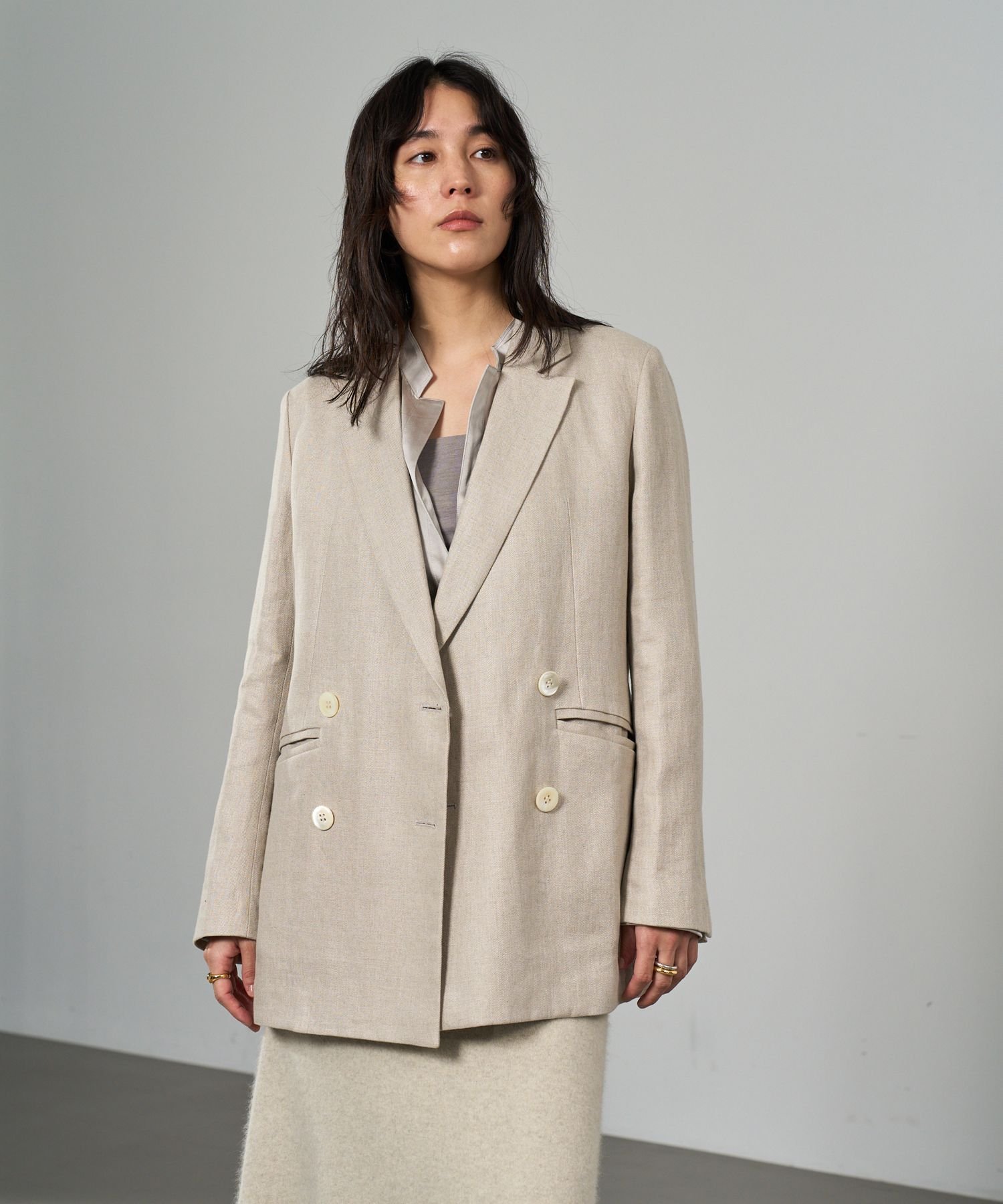 Chaos　シルク100％　オーバリーロングジャケット　上質　ジャケット　コート Chaos シルク100％ オーバリーロングジャケット 上質 ジャケット