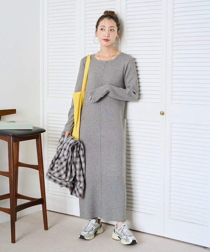 FREAK'S STORE 吸湿発熱 ニットワンピース【限定展開】 25AW フリークスストア ワンピース・ドレス ワンピース グリーン ベージュ ブラウン グレー ブラック【送料無料】のサムネイル