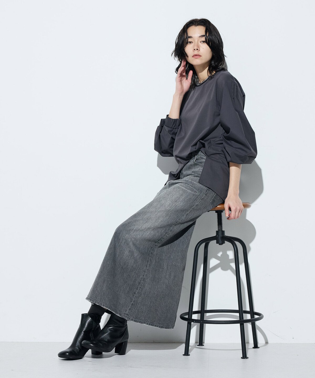 Gabardine K.T + [ +サイズ ] 80ポンチ 袖パフカットソー コムサ トップス カットソー・Tシャツ ホワイト グレー【送料無料】