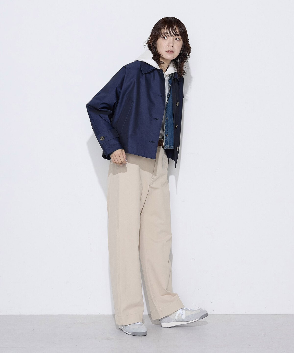 COMME CA Wardrobe [ +サイズ ] 綿ポリエステルギャバ トレンチコート コムサ ジャケット・アウター ブルゾン・ジャンパー ネイビー カーキグリーン【送料無料】