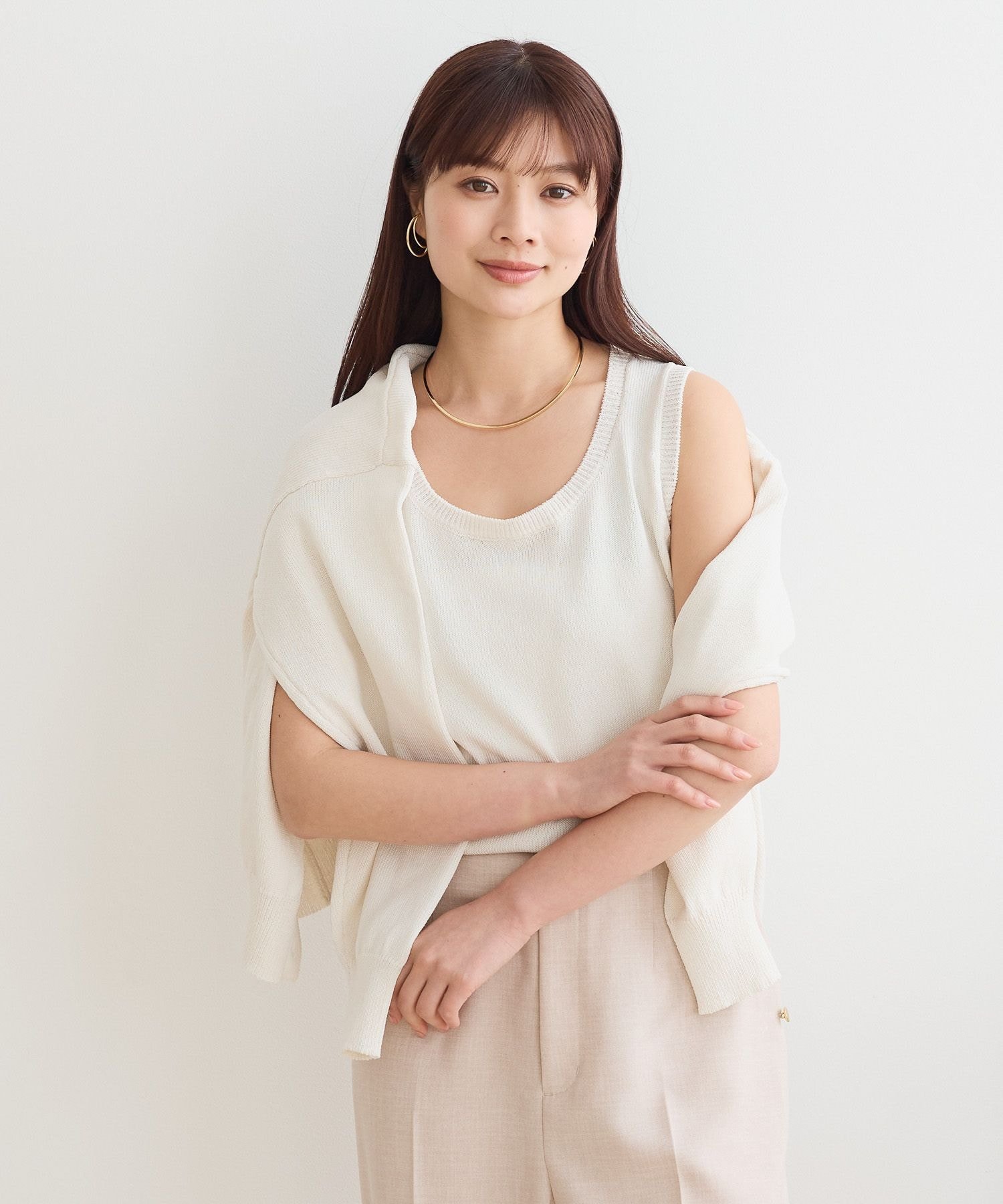 Andemiu リネンコンアンサンブル アンデミュウ トップス ニット ブラック ホワイト【送料無料】