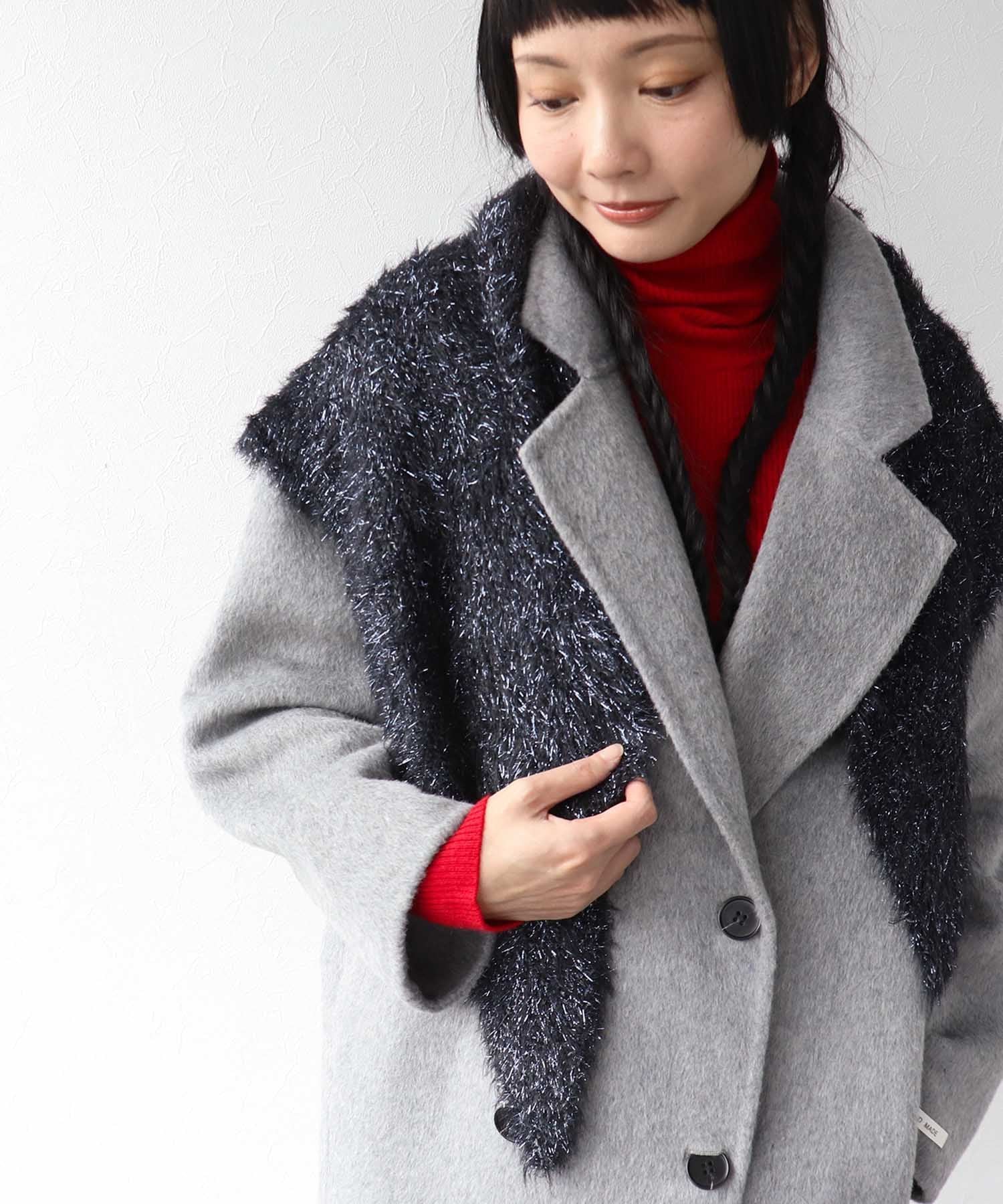 【SALE／70%OFF】Three Four Time Three Four Time/ラメモアフェザーニットストール スリーフォータイム ファッション雑貨 マフラー・ストール・ネックウォーマー ブラック