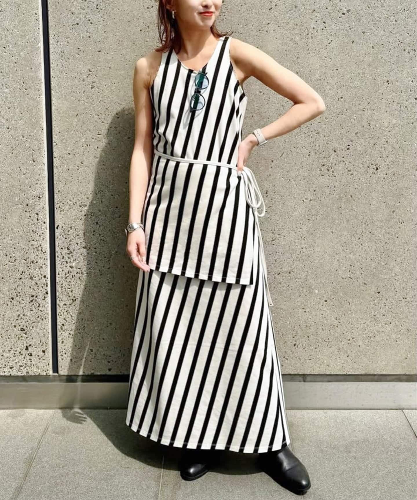 【SALE／30%OFF】Spick & Span CURRENTAGE / カレンテージ ラッセルストライプドレス スピックアンドスパン ワンピース・ドレス ワンピース ブラック【送料無料】