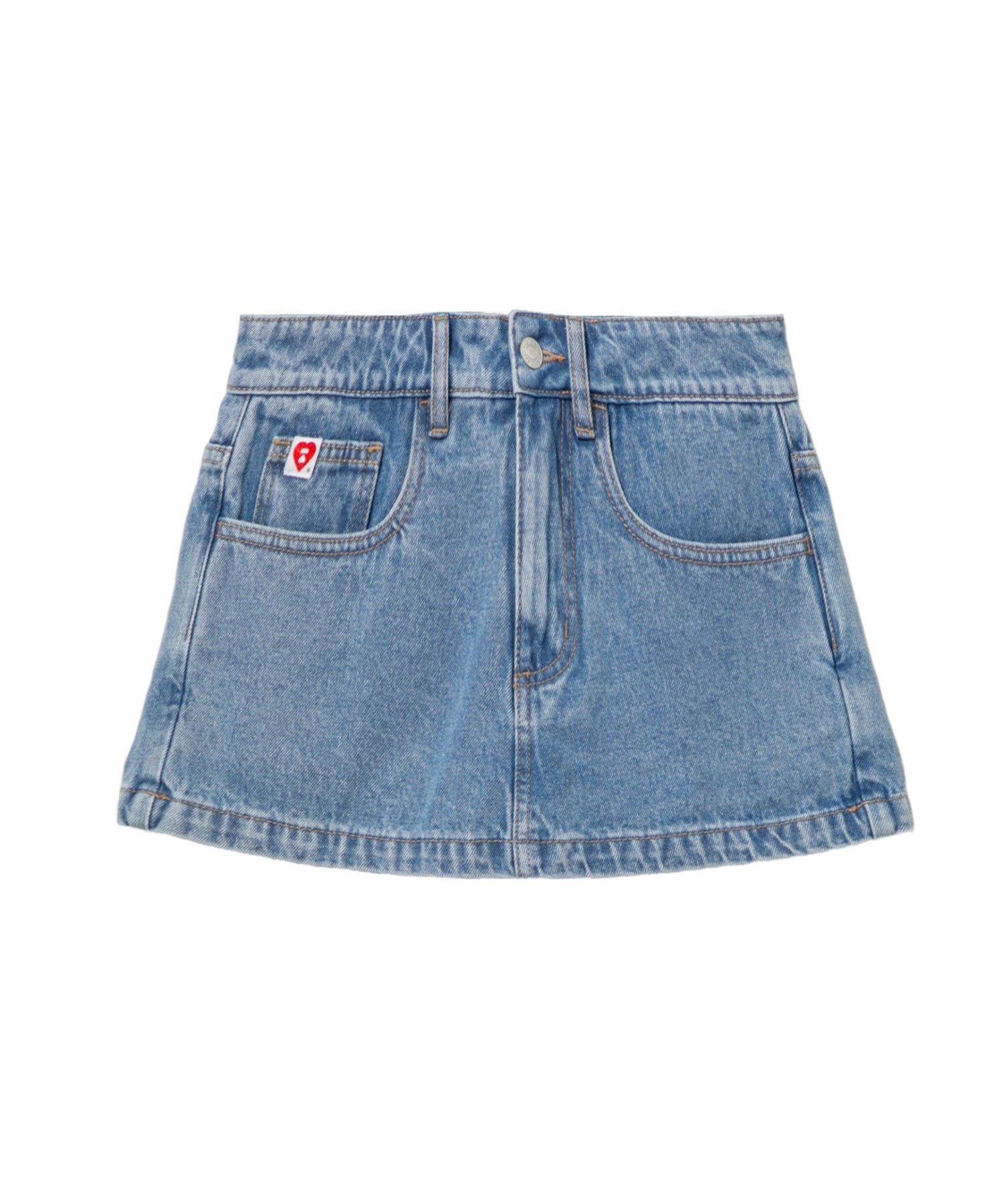 A BATHING APE PU BADGE WASHED DENIM SKORT ア ベイシング エイプ パンツ ジーン...